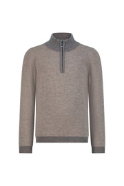 Kid's half zip merino wool sweater cobble
 vapor