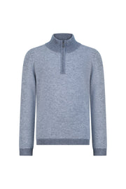 Kid's half zip merino wool sweater smoke
 argentlum