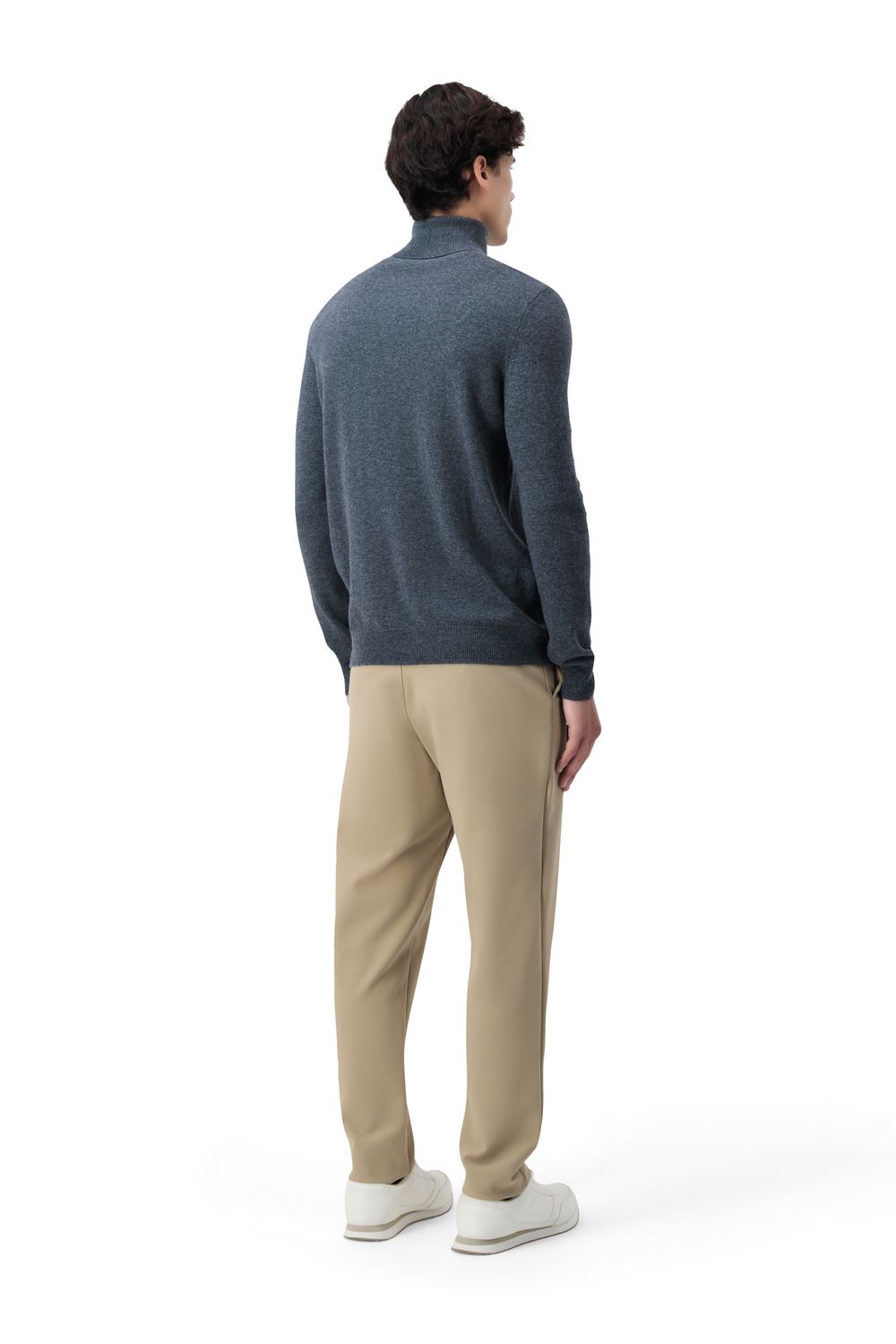 Compact nylon trousers camel beige