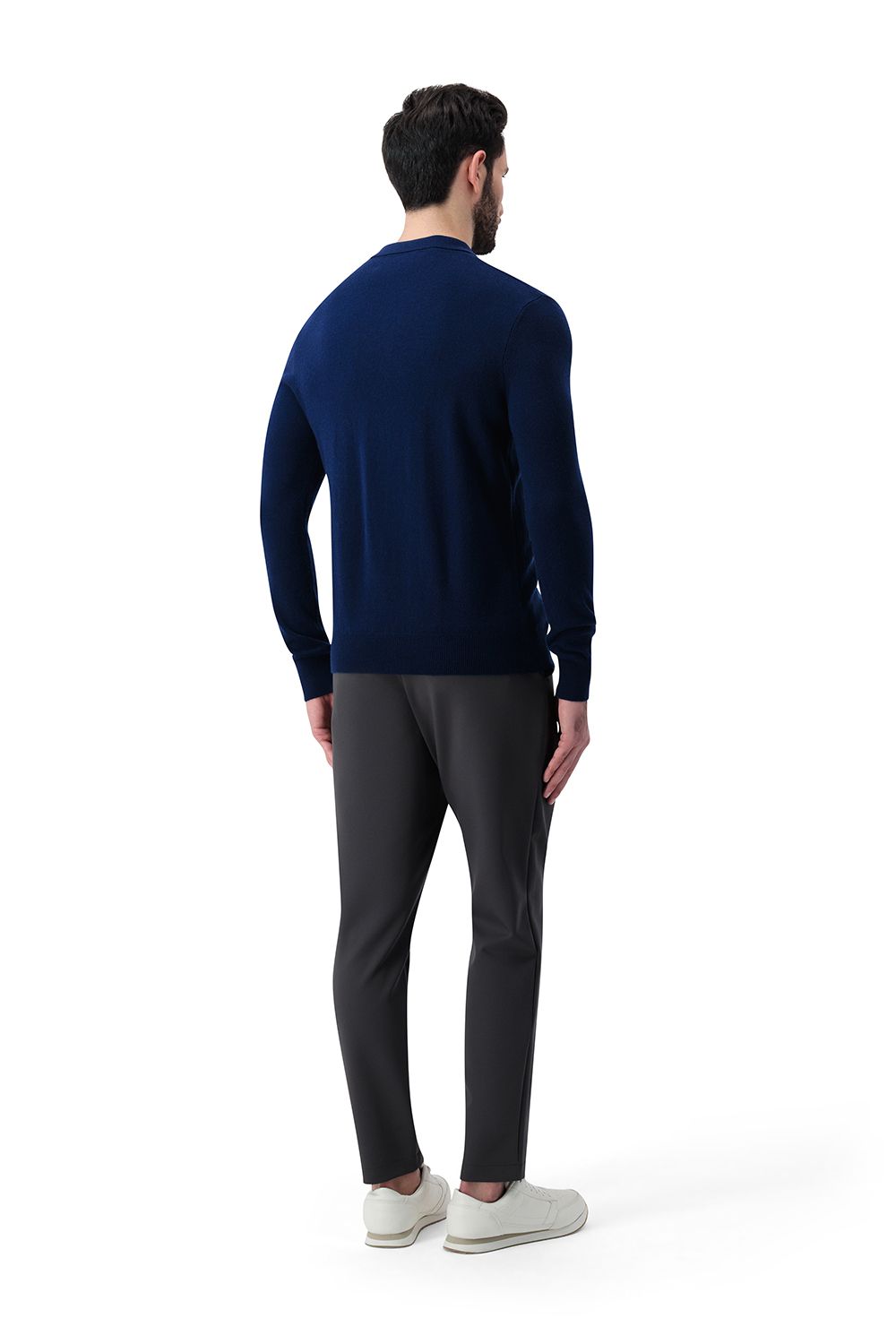 بلوفر صوف ميرينو بنص سحاب - كحلي