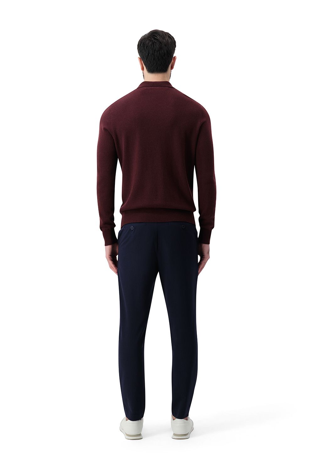 Half zip rib merino wool sweater chestnut brown