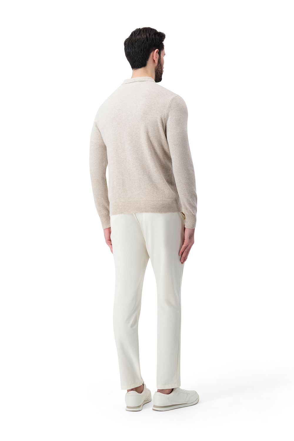 Half zip rib merino wool sweater garlic