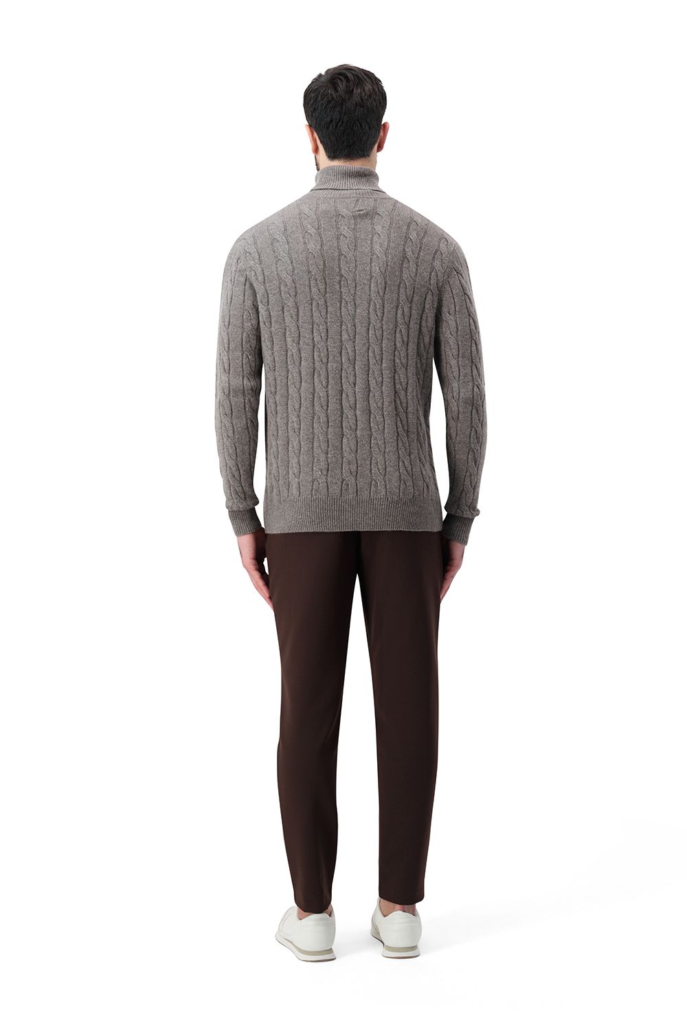 Cashmere turtle neck cable sweater vapor