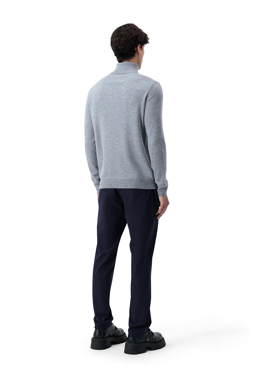 Turtle neck merino wool sweater smoke