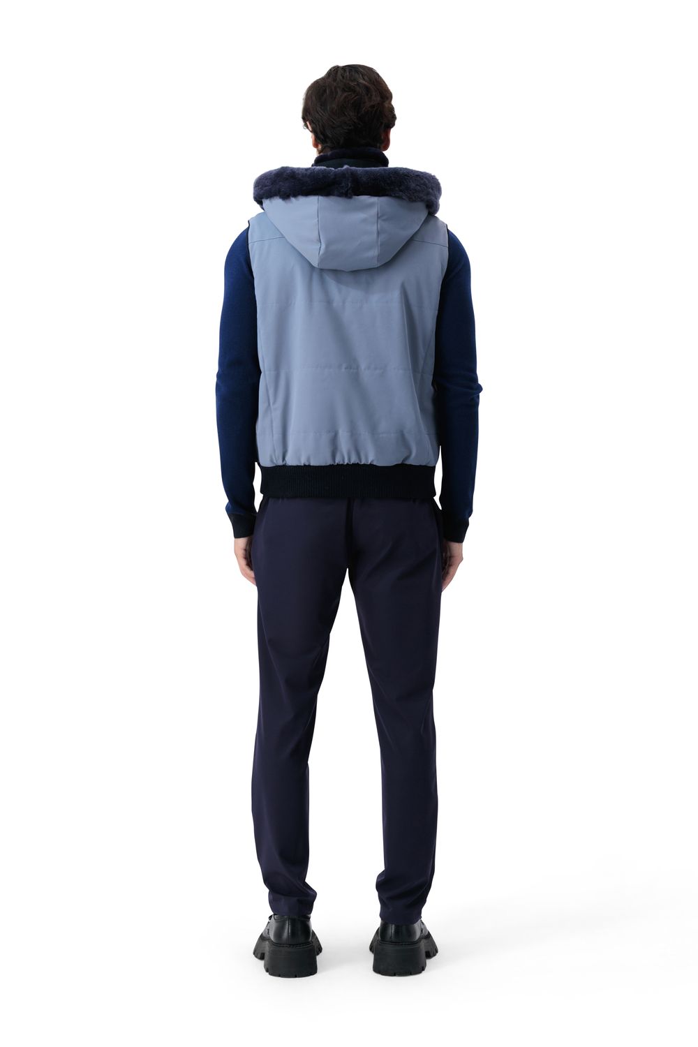 Soft weave nylon trouser indigo night