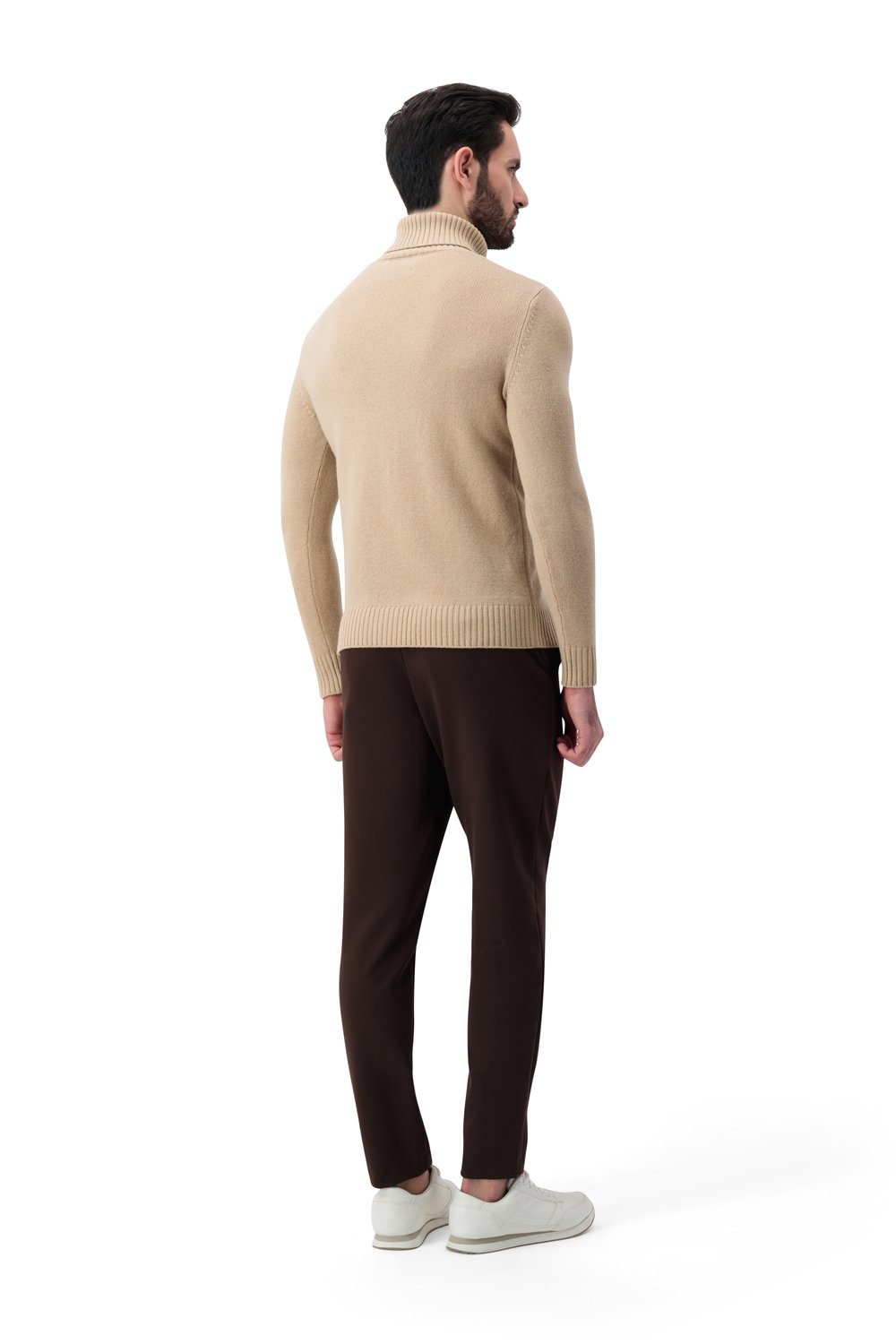 Rib turtle neck merino wool sweater biscottio