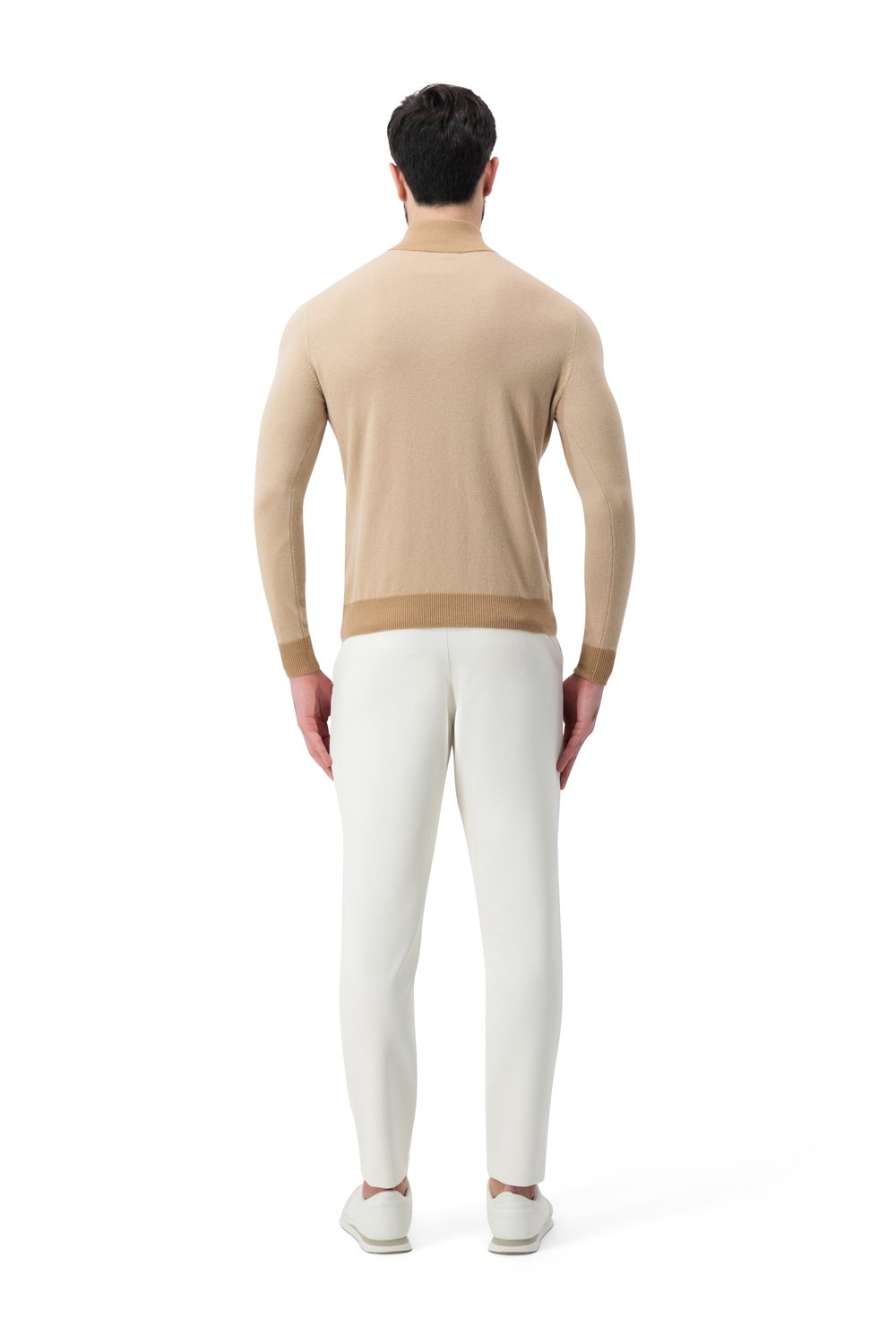 Half zip merino wool sweater biscottio
 vicuna