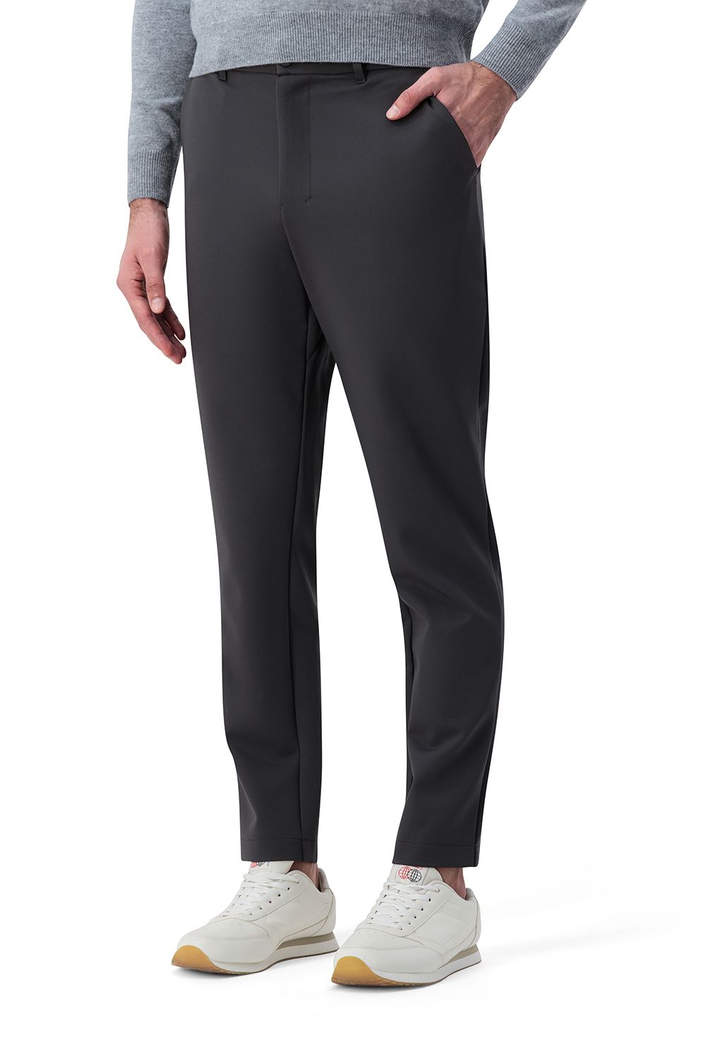 Compact nylon trousers ash grey