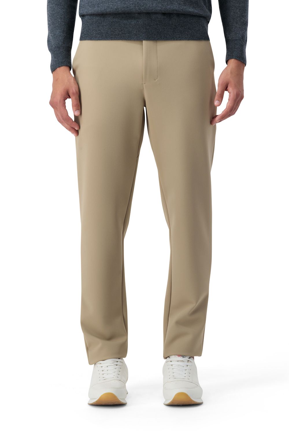 Compact nylon trousers camel beige