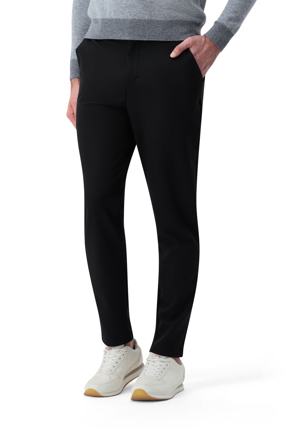 Compact nylon trousers carbon black