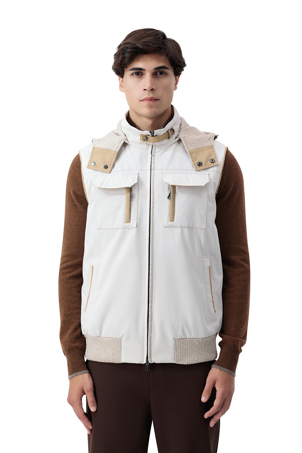 Lunaro contrast vest sandstone cream