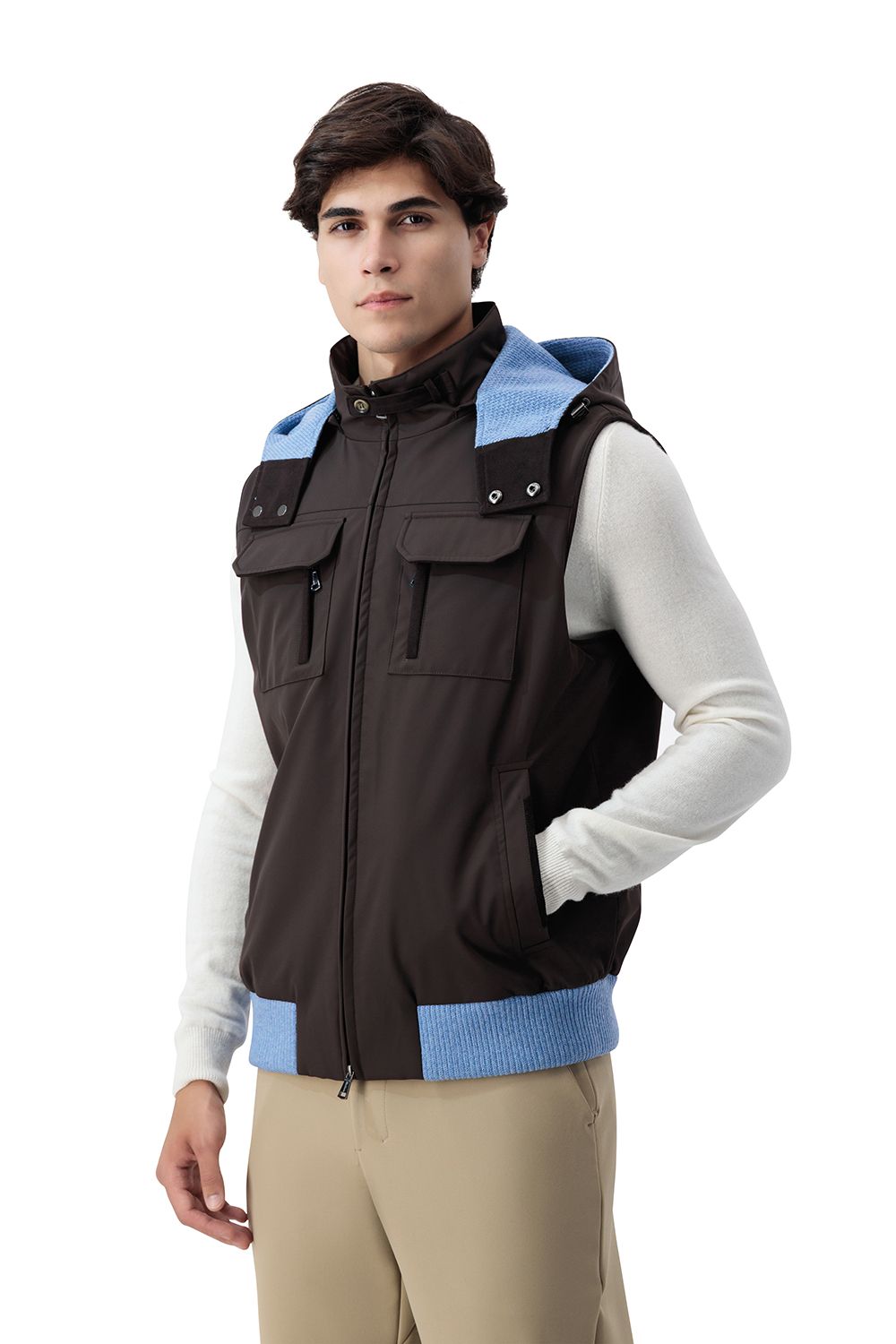 Lunaro contrast vest taupe mist