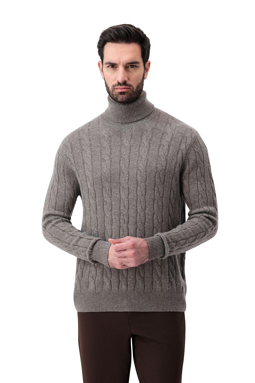 Cashmere turtle neck cable sweater vapor