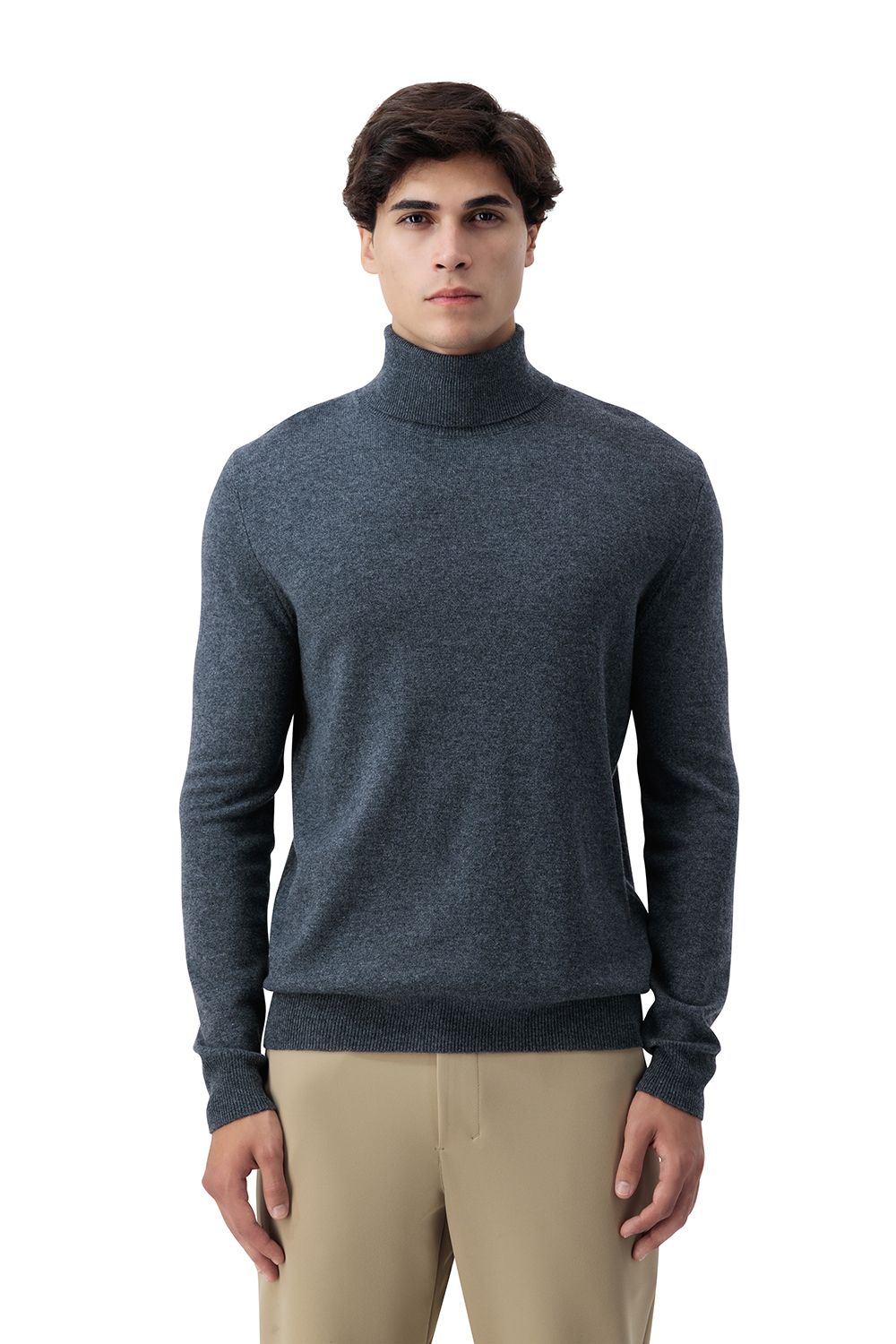Turtle neck merino wool sweater ruthenium