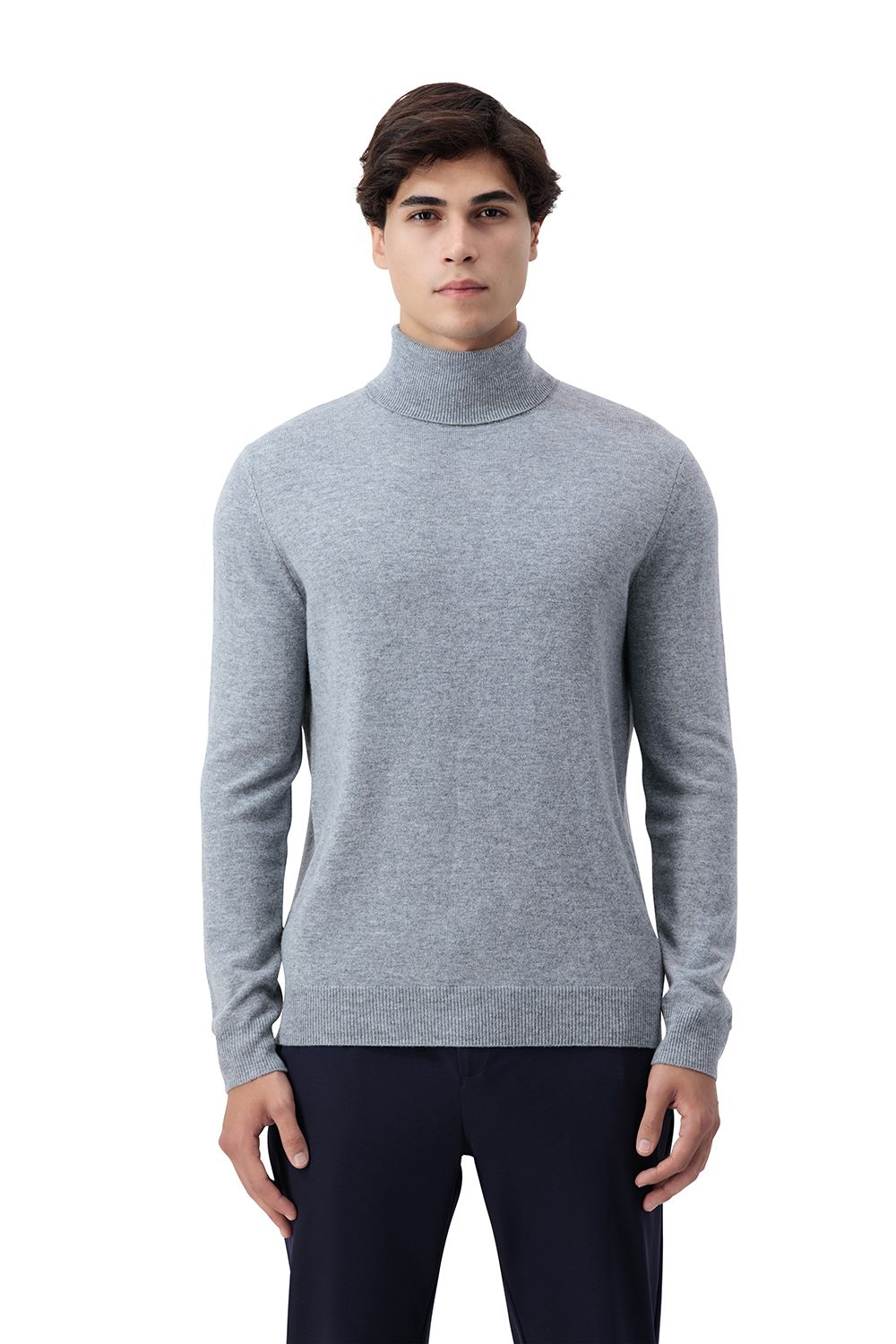 Turtle neck merino wool sweater smoke