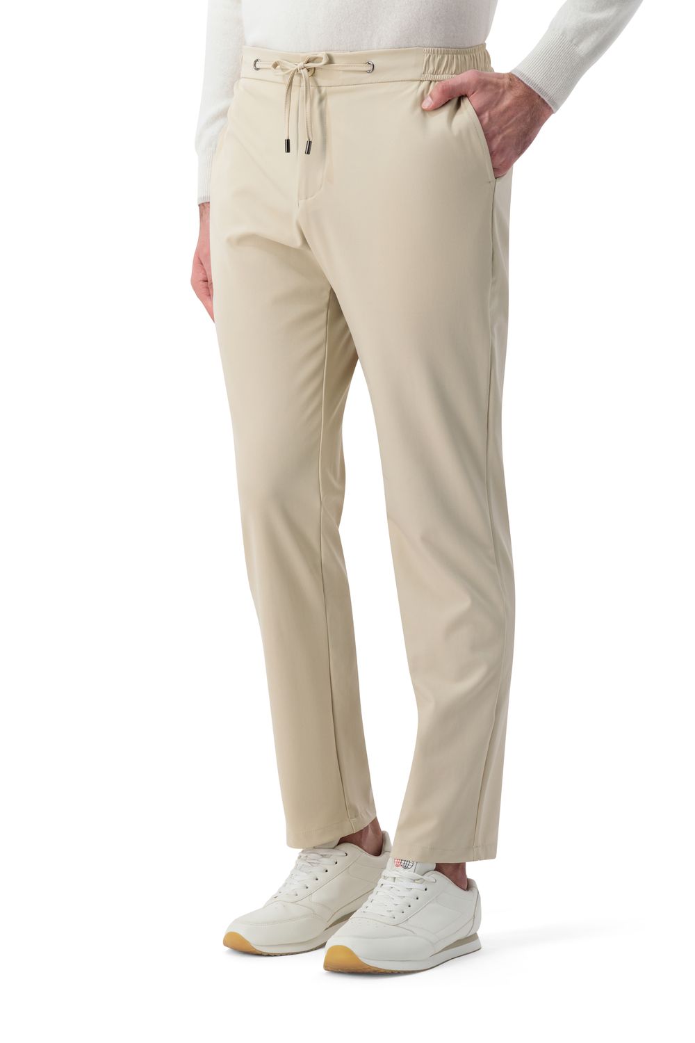 Soft weave nylon trouser camel beige