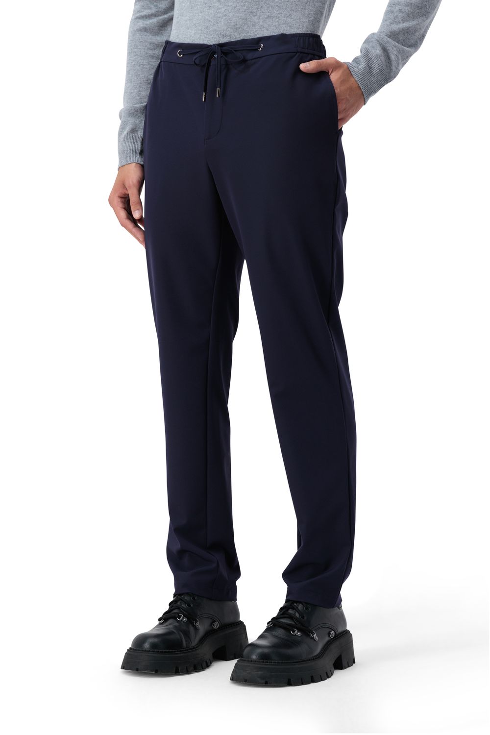 Soft weave nylon trouser indigo night