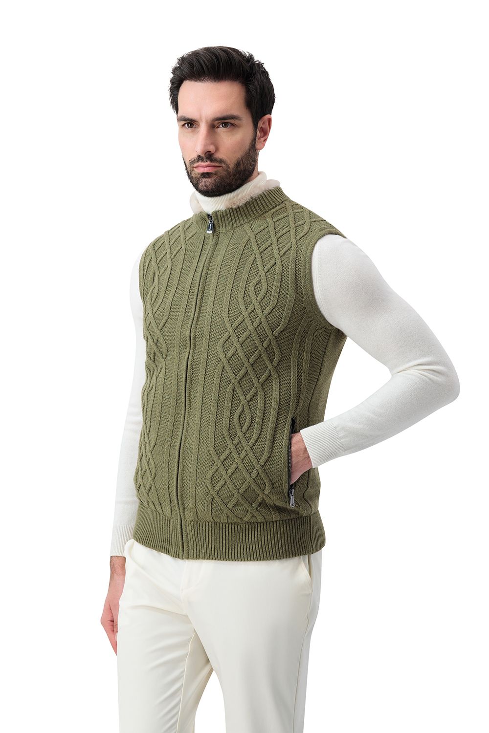 Suhail knit vest olive grove
