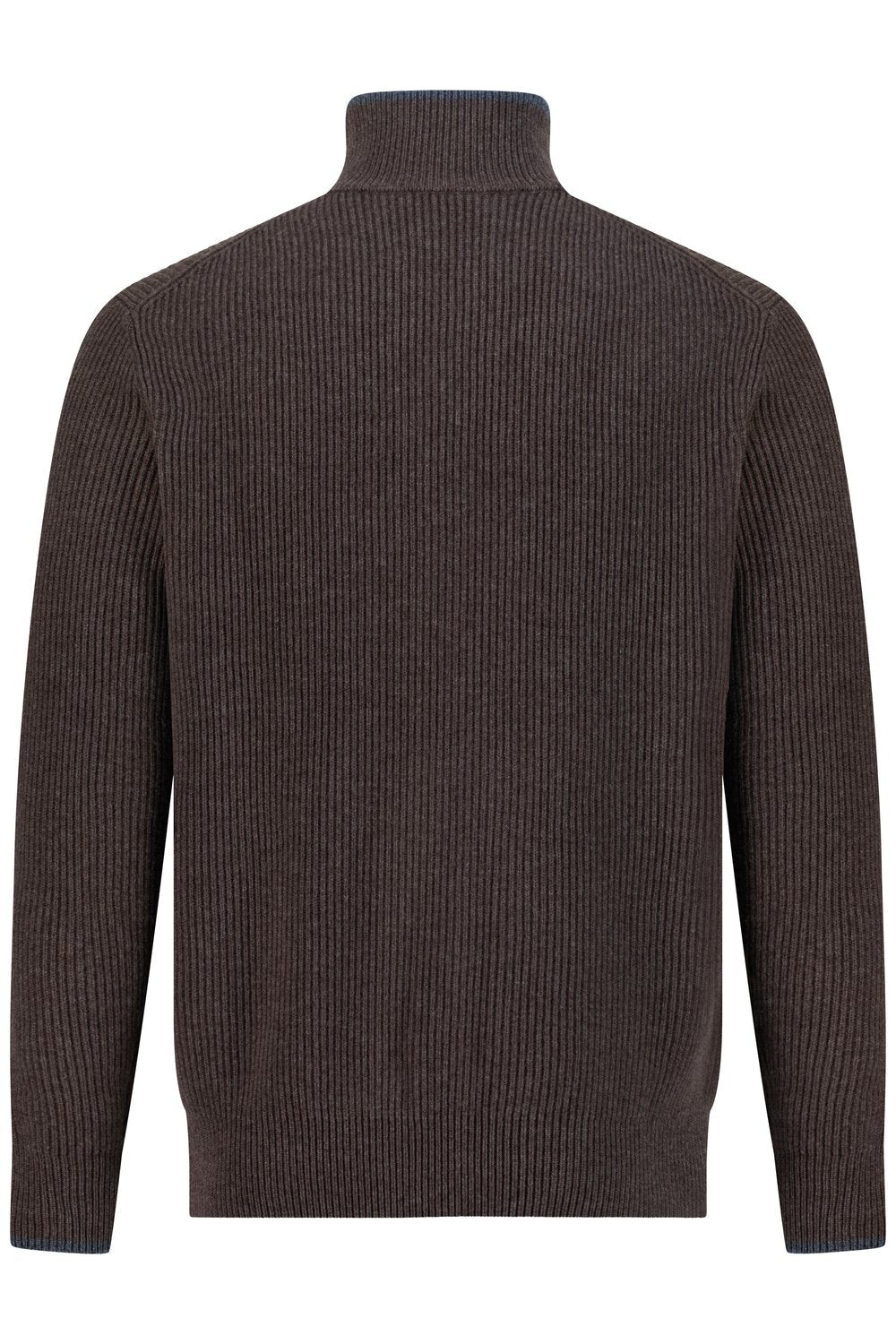 بلوفر صوف ميرينو بسحاب كامل - بني غامق