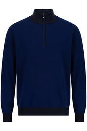 بلوفر صوف ميرينو بنص سحاب - كحلي