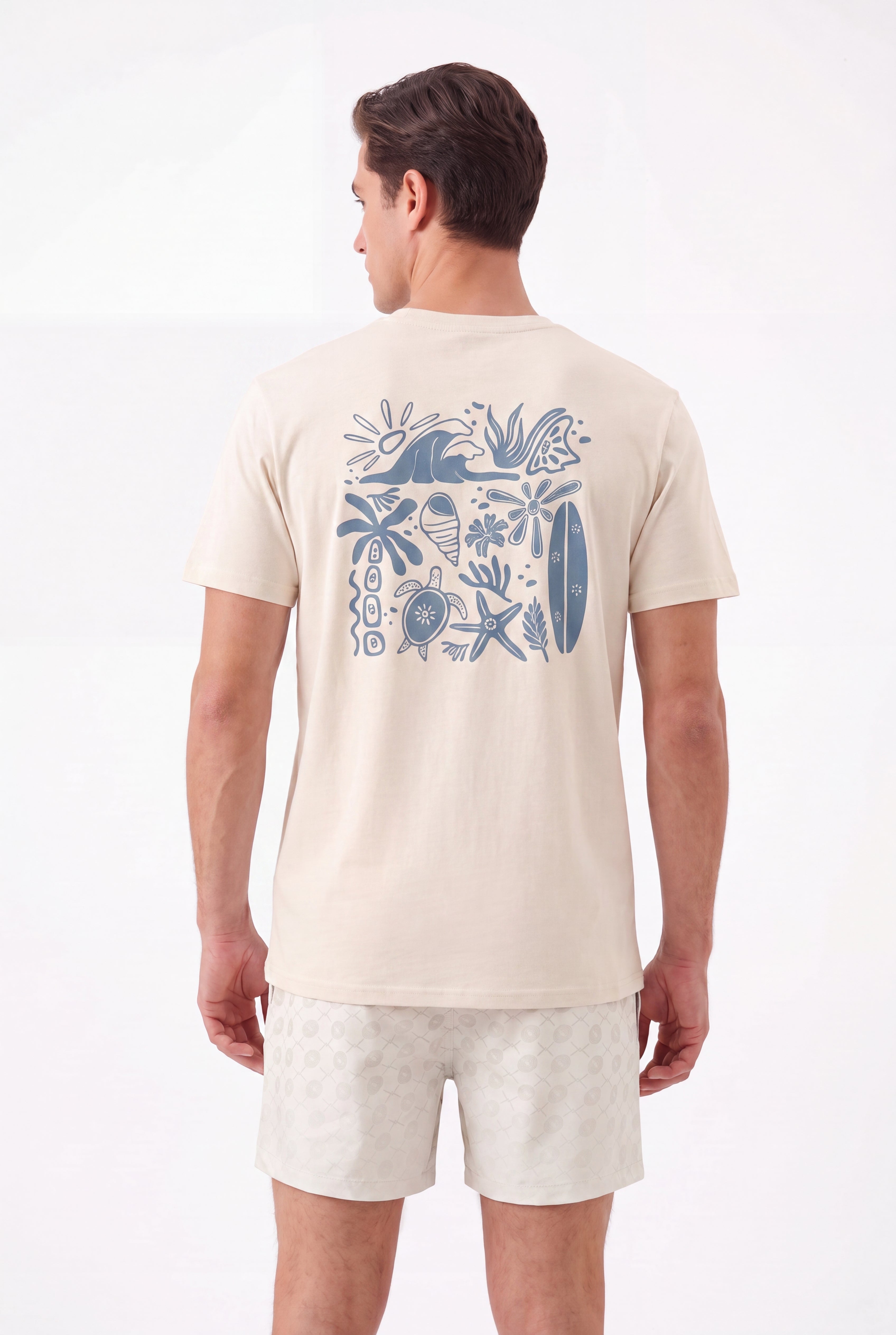 T-shirt-Beach Essentials T-Shirt × Signature Swimming shorts-Off-White — Combo Look