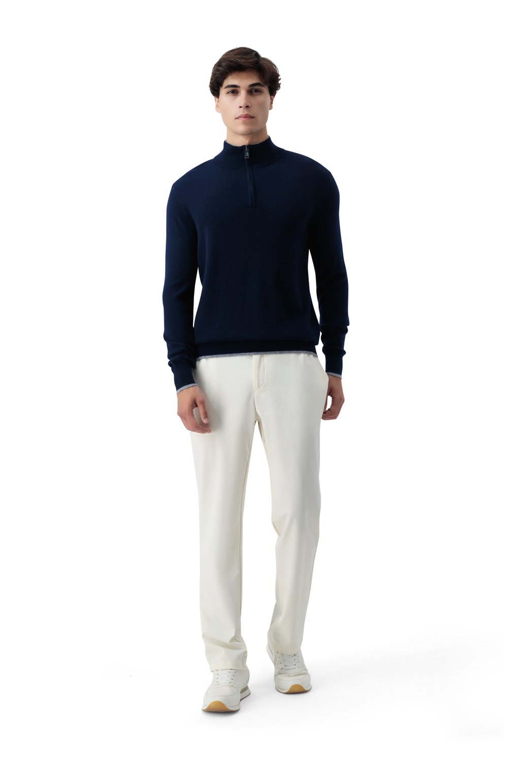 Cashmere half zip sweater cosmos
 slate