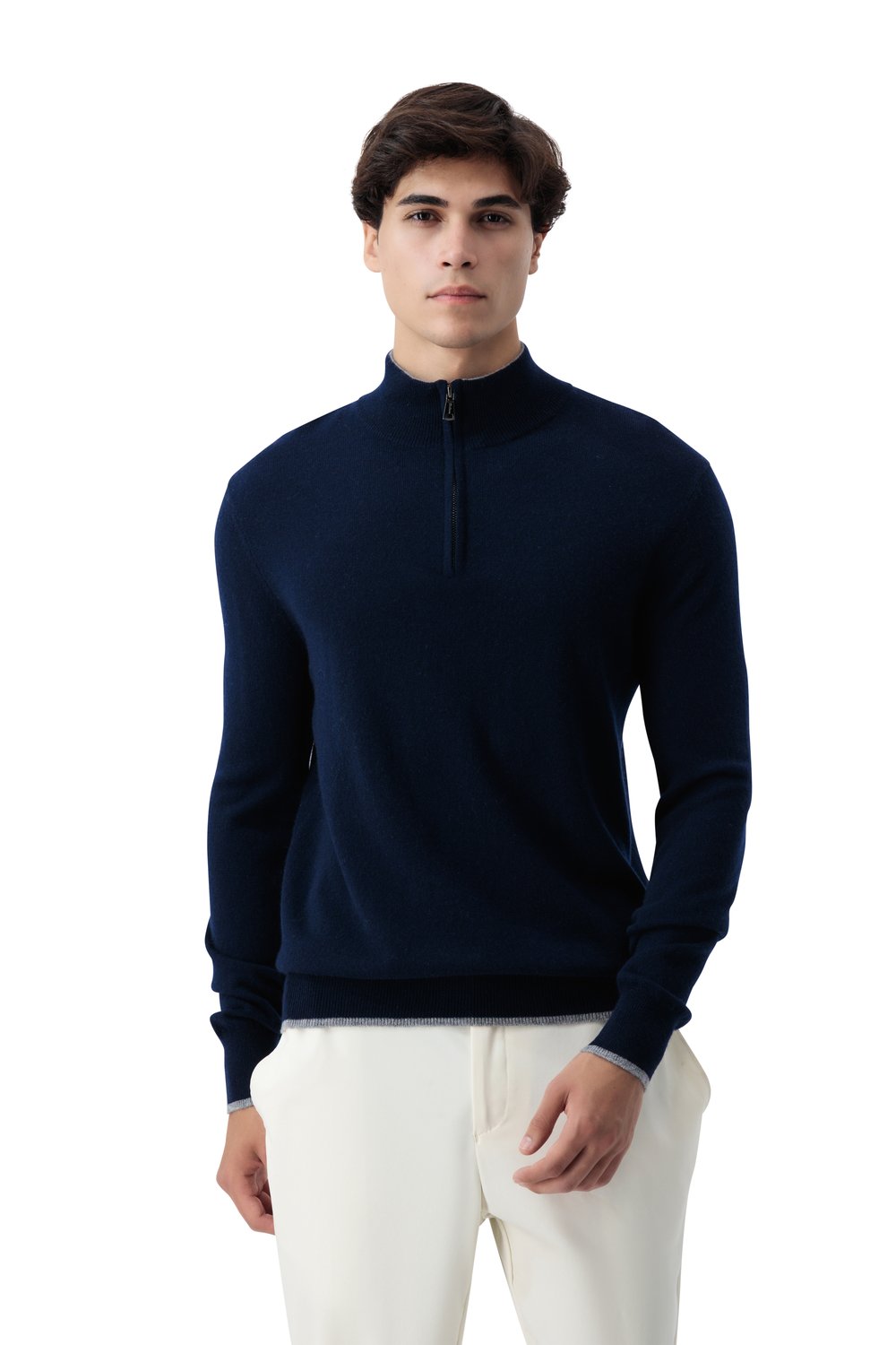 Cashmere half zip sweater cosmos
 slate