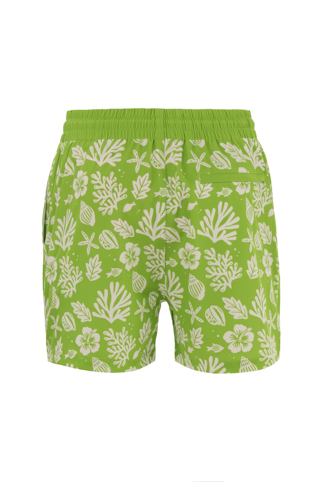 Sea Leaves Swim Short -Green × Linen Short Sleeves-White — Combo Look