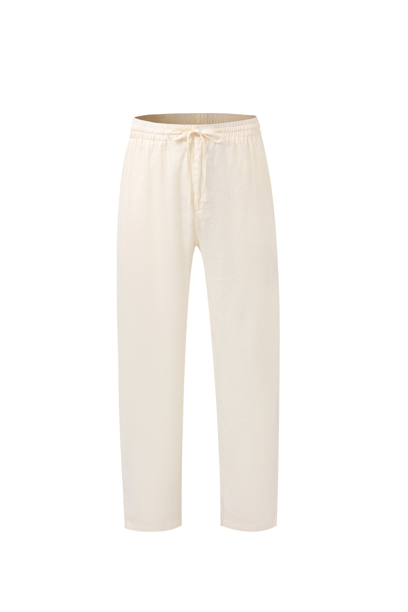 Towel Polo-Baby-Blue × Linen Pants-Ivory — Combo Look