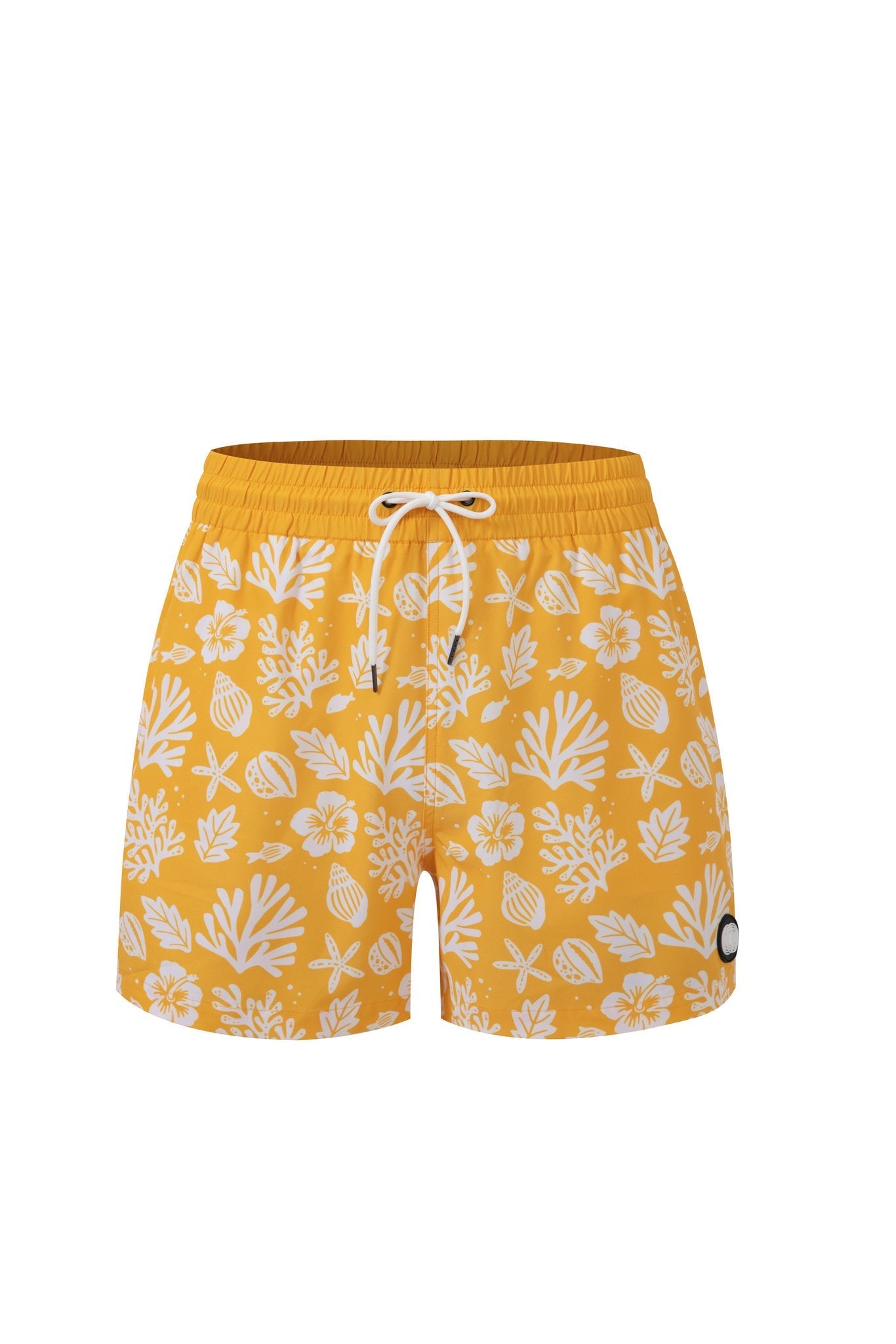 Sea Leaves Swim Short -Yellow × Linen Long Sleeves-Lemon-Yellow — Combo Look