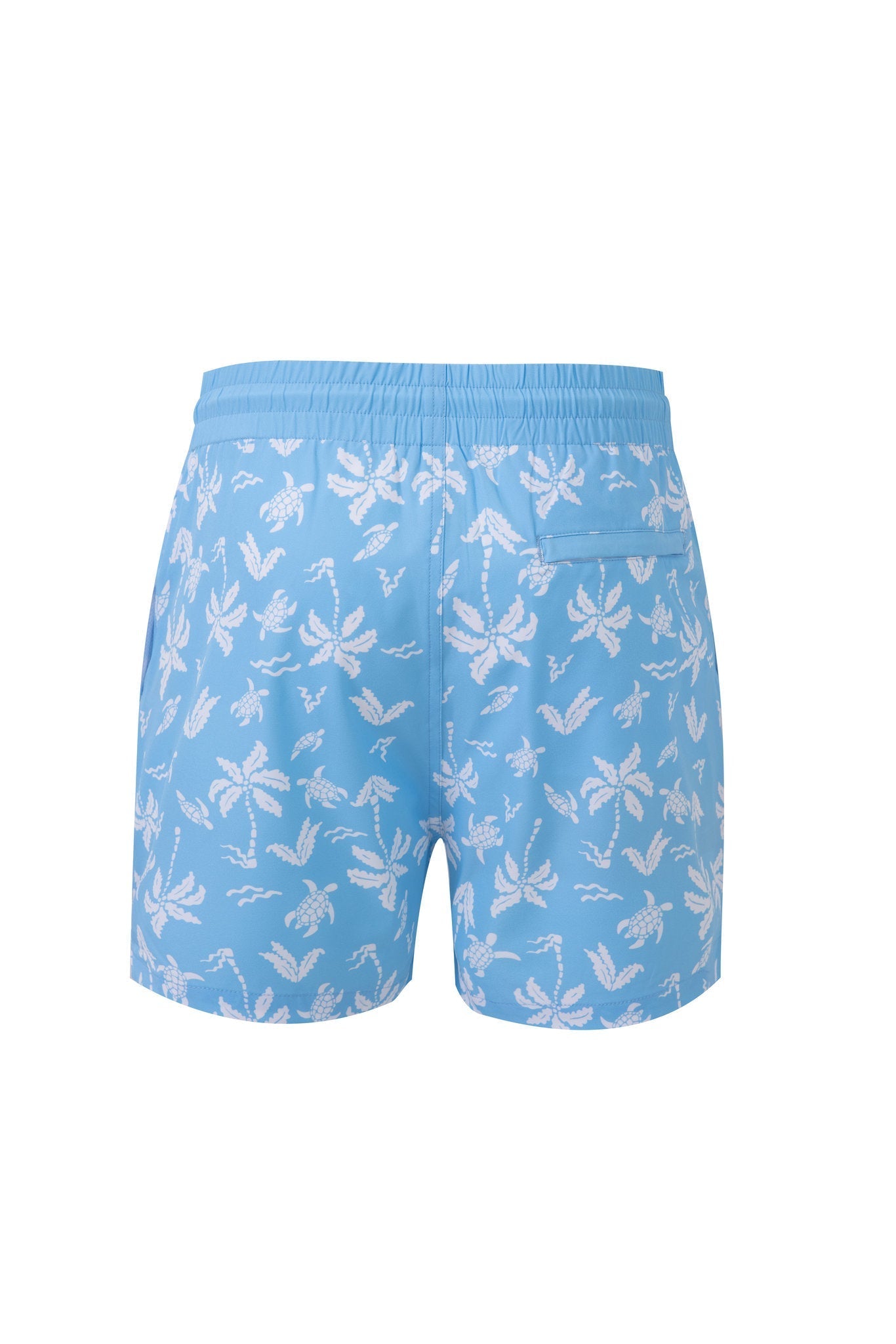 Aqua Palms Swim Shorts -Sky-Blue × Linen Long Sleeves-Baby-Blue — Combo Look
