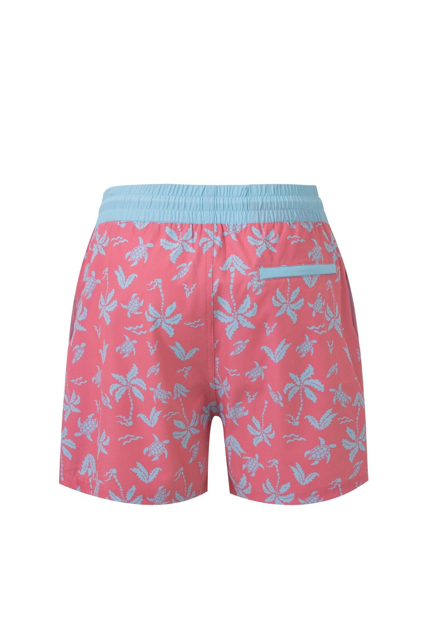 Aqua Palms Swim Shorts -Blue/Pink × Towel Polo-White — Combo Look