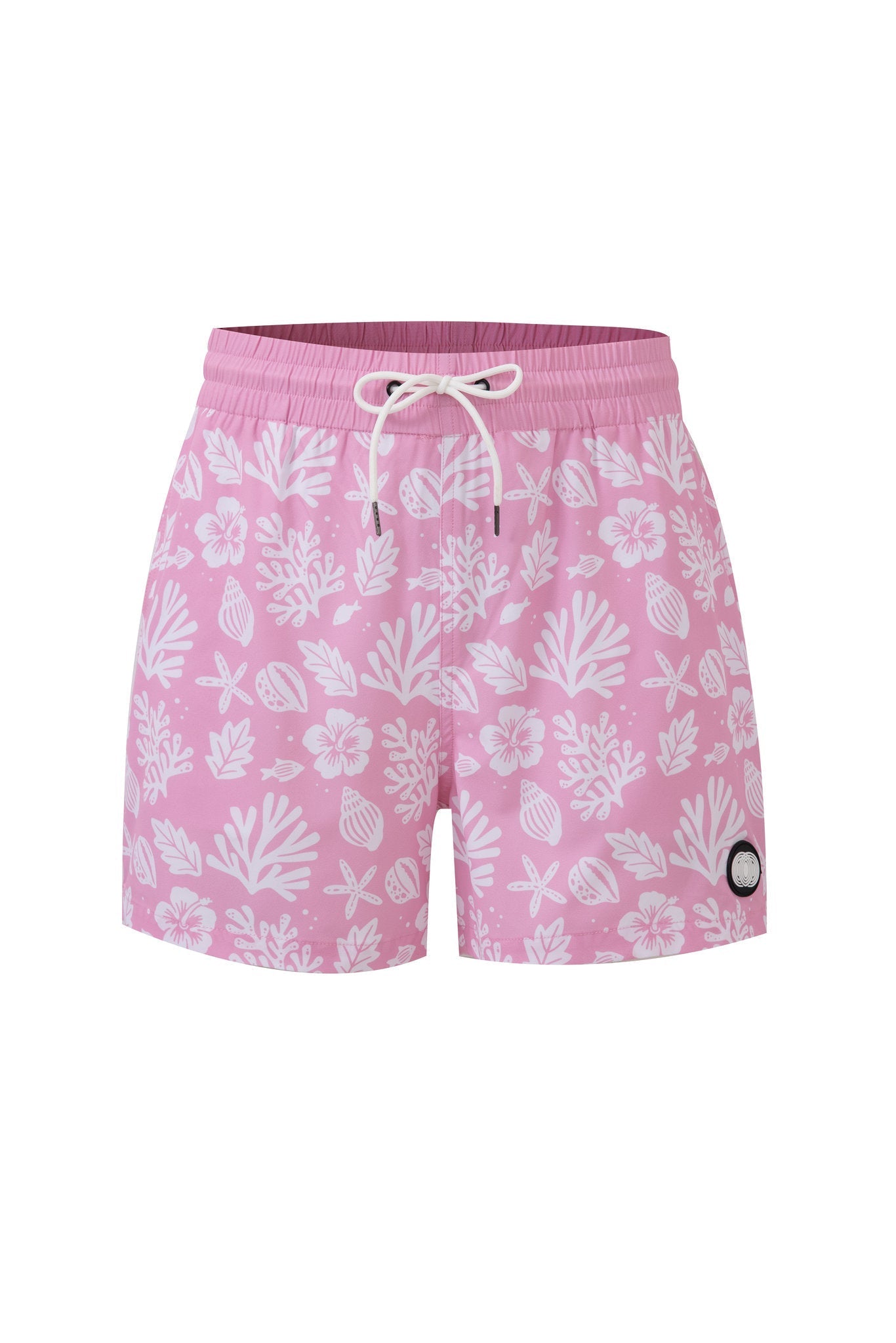 Sea Leaves Swim Short -Pink × Linen Long Sleeves-Lemon-Yellow — Combo Look