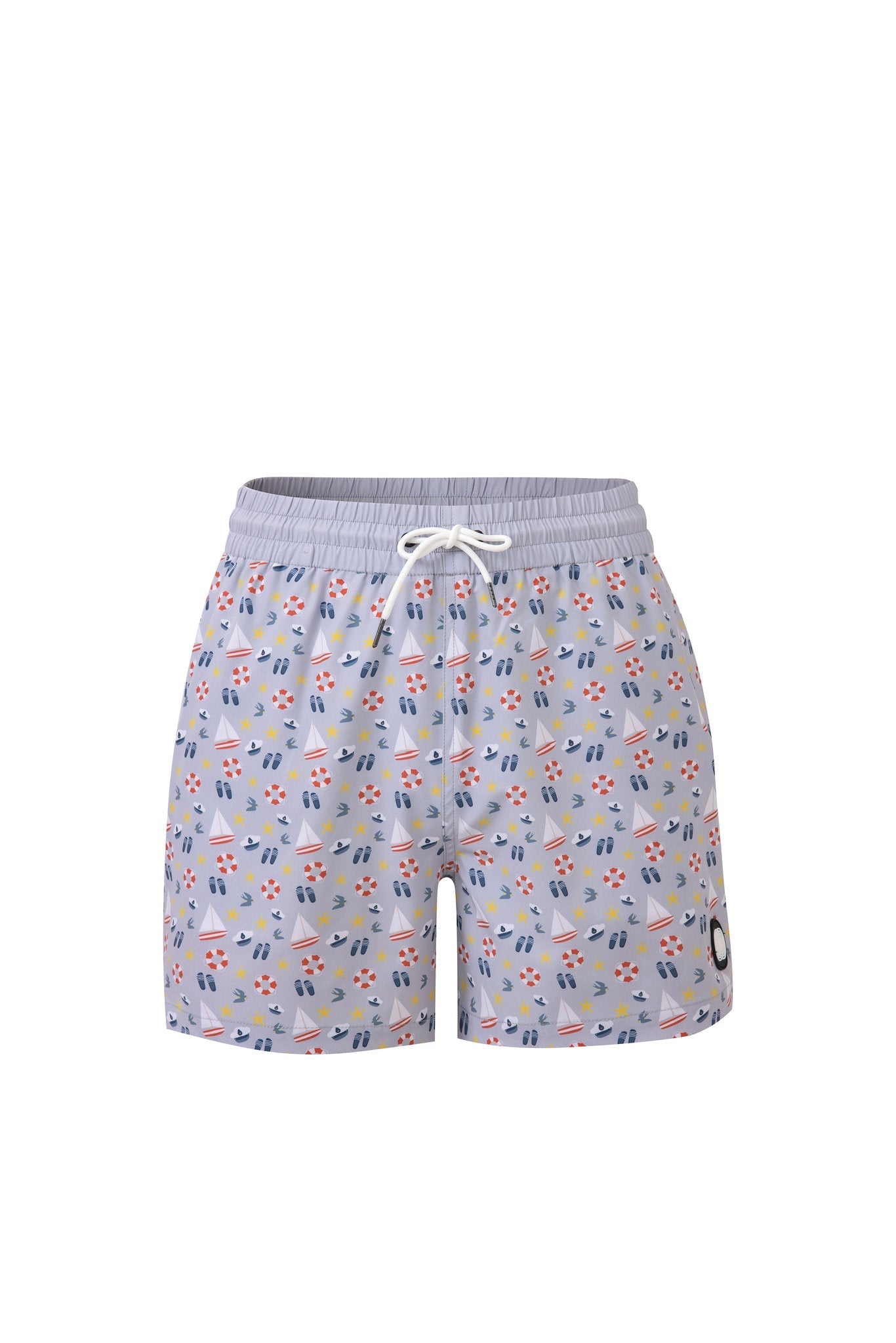 Nautical Swim Shorts -Gray × Linen Long Sleeves-Pink — Combo Look