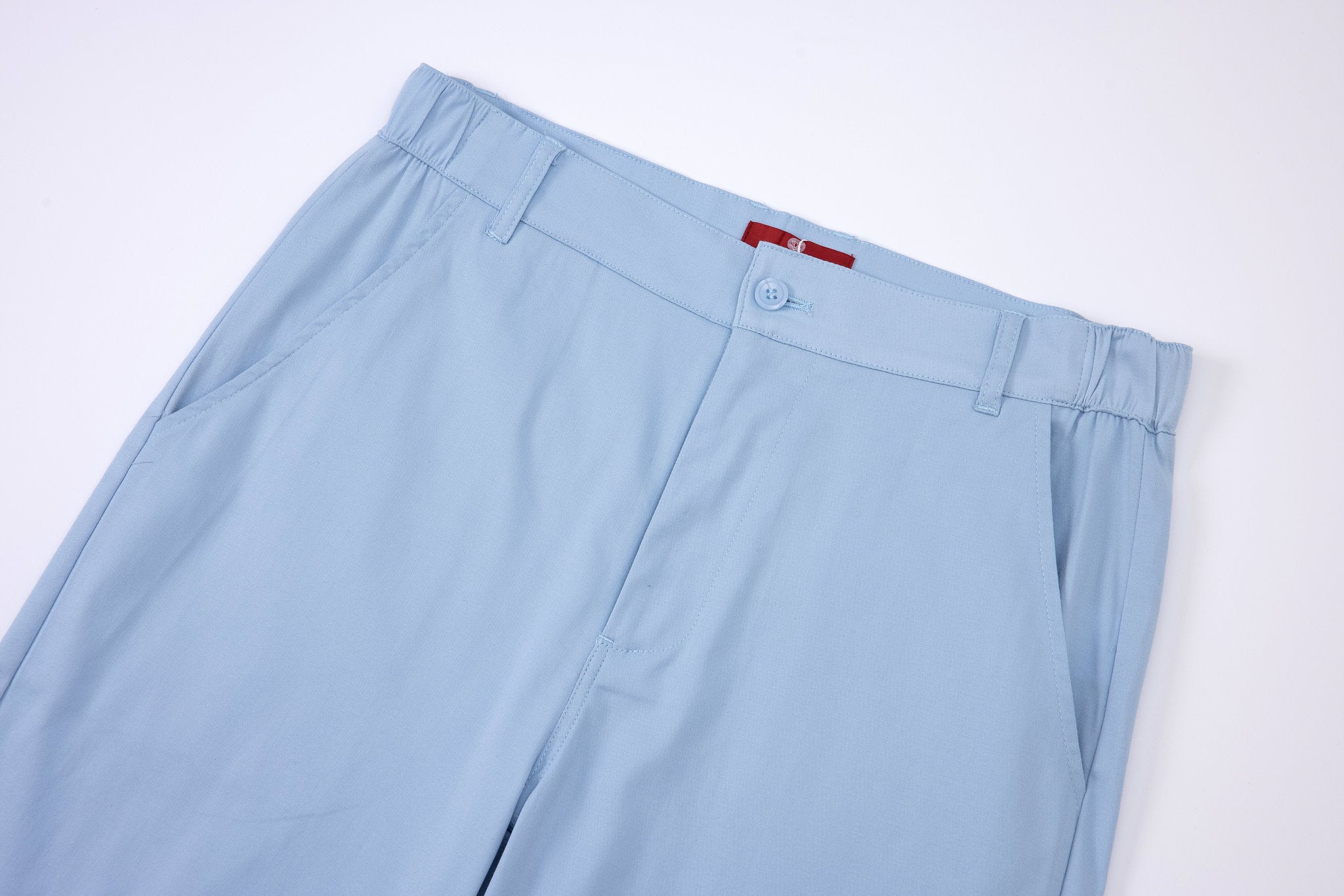 chino short -Baby-Blue × polo shirt -Ivory — Combo Look