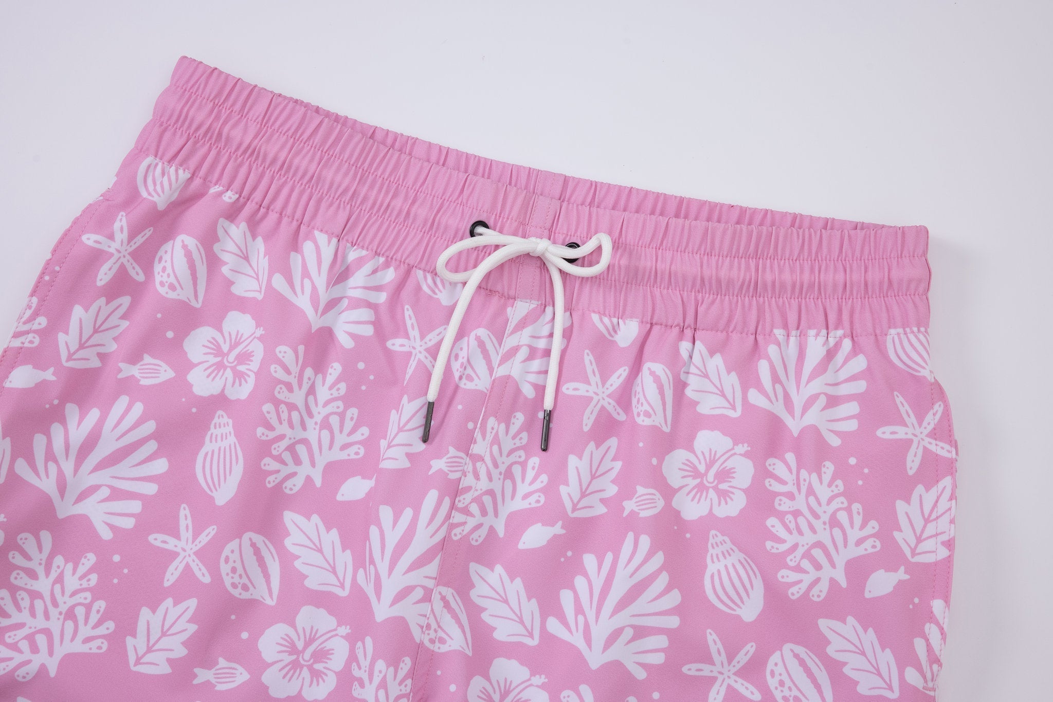 Sea Leaves Swim Short -Pink × Linen Long Sleeves-Lemon-Yellow — Combo Look