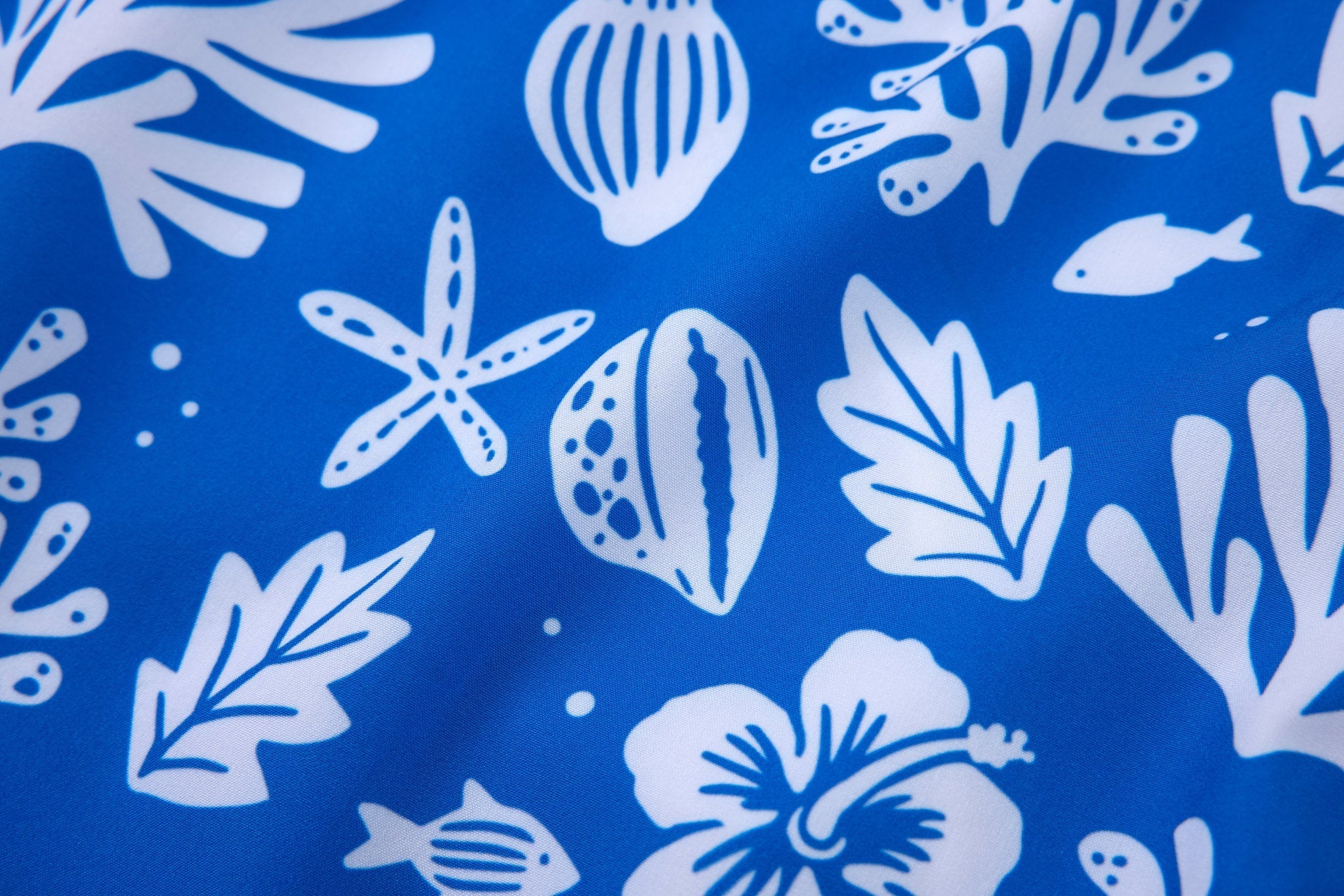 Sea Leaves Swim Short -Blue × Towel Hoodie-Baby-Blue — Combo Look