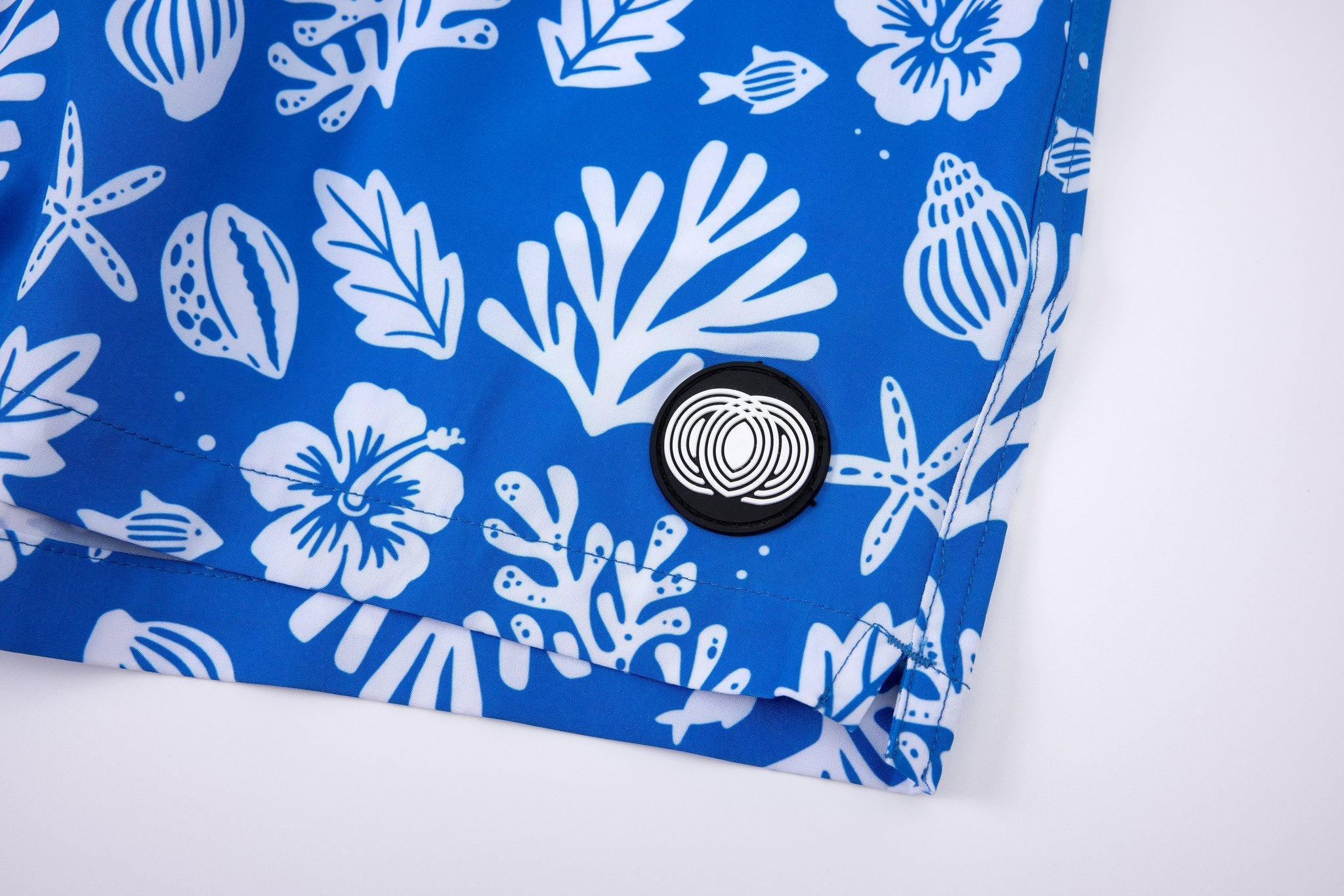 Sea Leaves Swim Short -Blue × Towel Hoodie-Baby-Blue — Combo Look