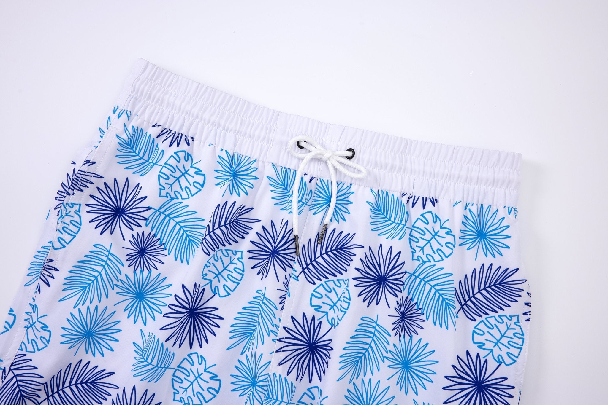 Tropical Swim Short - White × Towel Hoodie-Beige — Combo Look