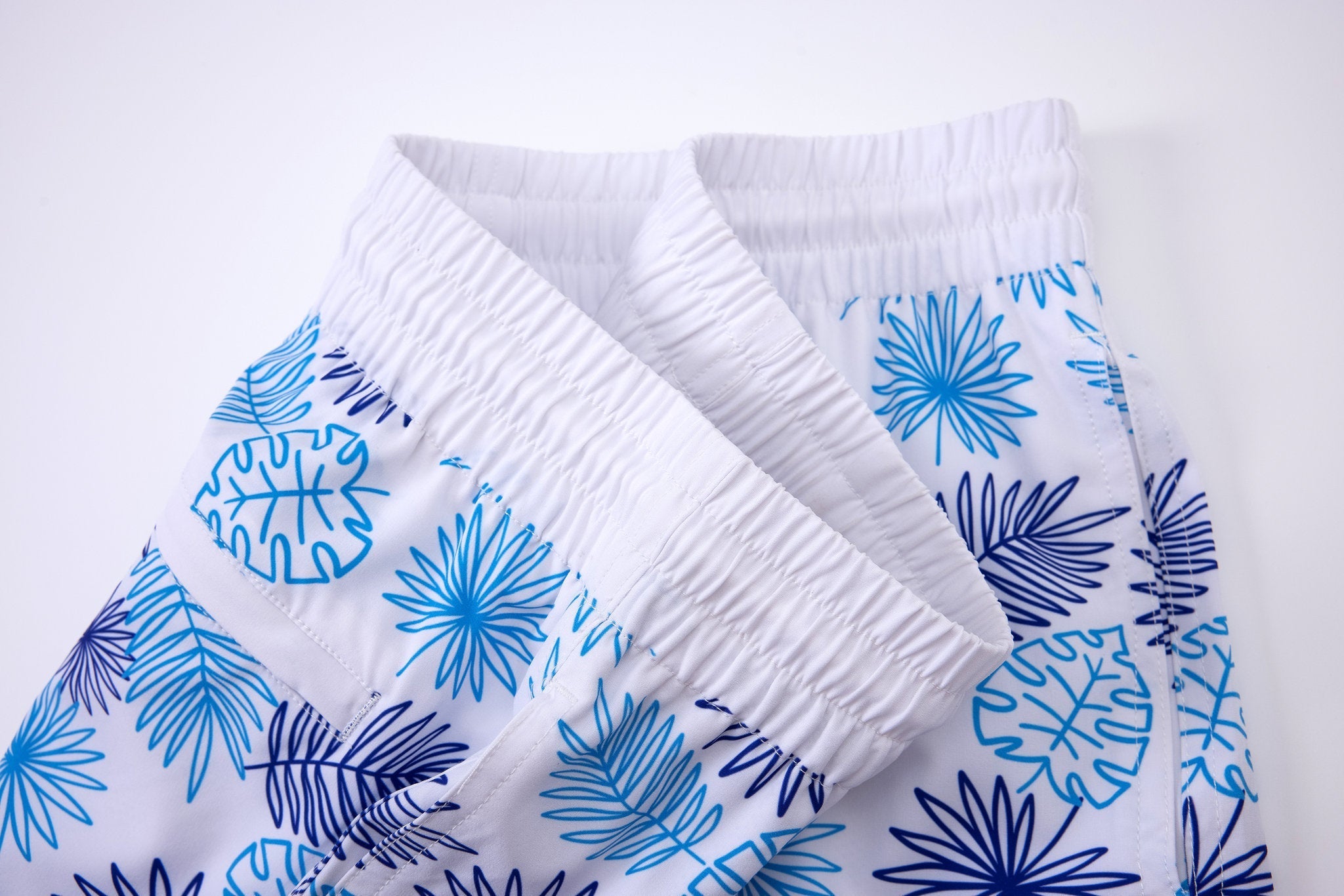 Tropical Swim Short - White × Towel Hoodie-Beige — Combo Look