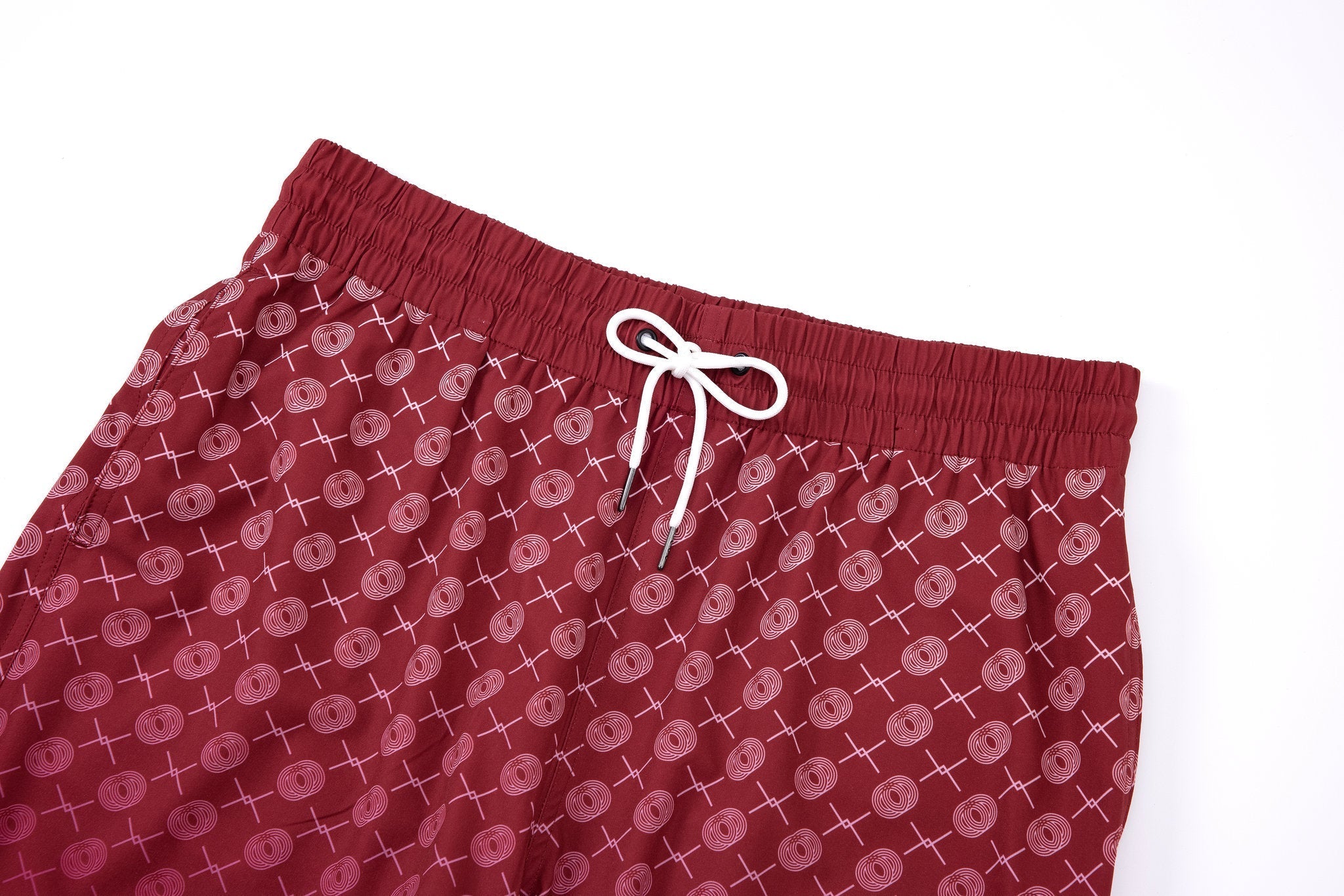 Signature Swim Shorts -Burgundy × Linen Long Sleeves-Pink — Combo Look
