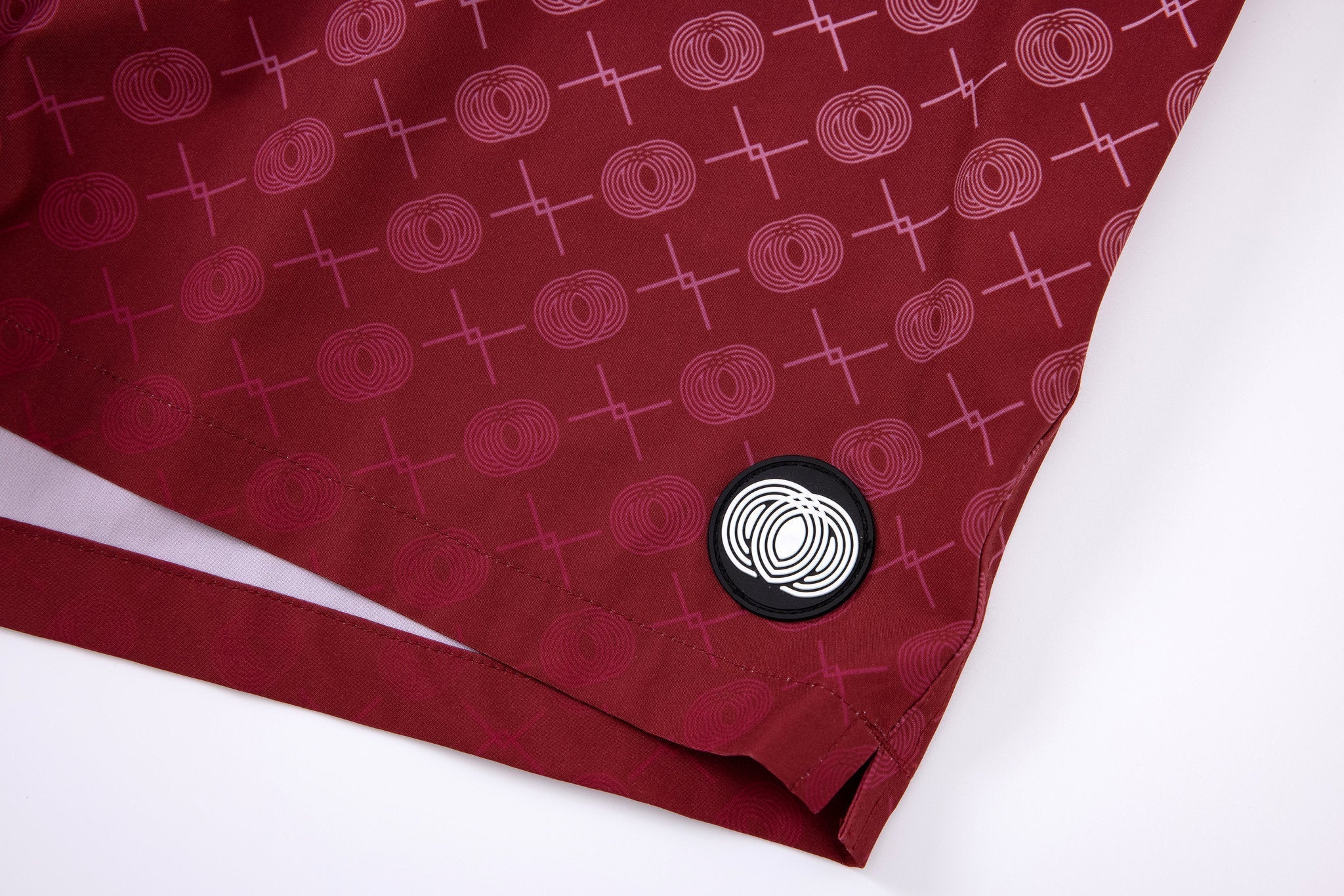 Signature Swim Shorts -Burgundy × Linen Long Sleeves-Pink — Combo Look