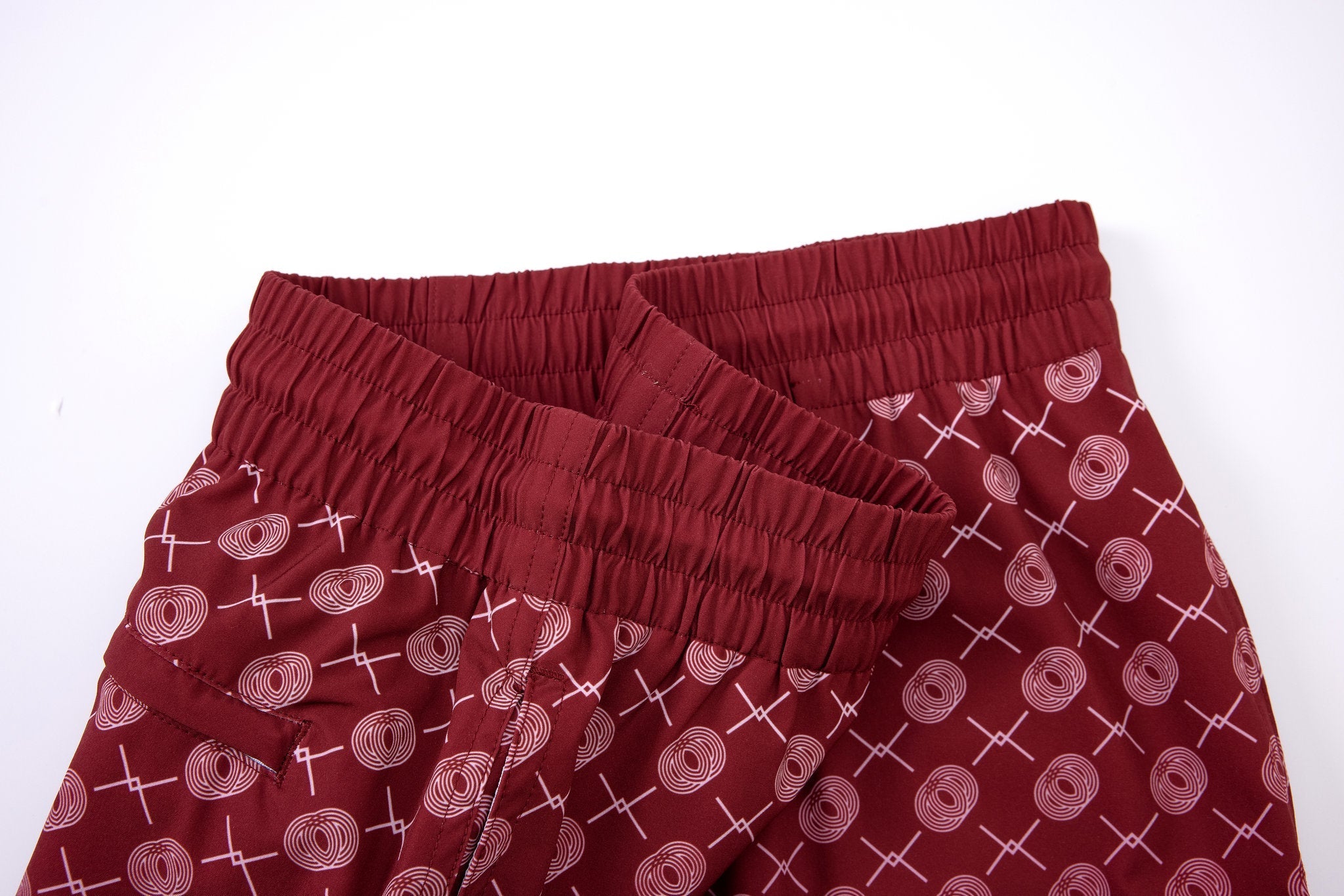 Signature Swim Shorts -Burgundy × Linen Long Sleeves-Pink — Combo Look