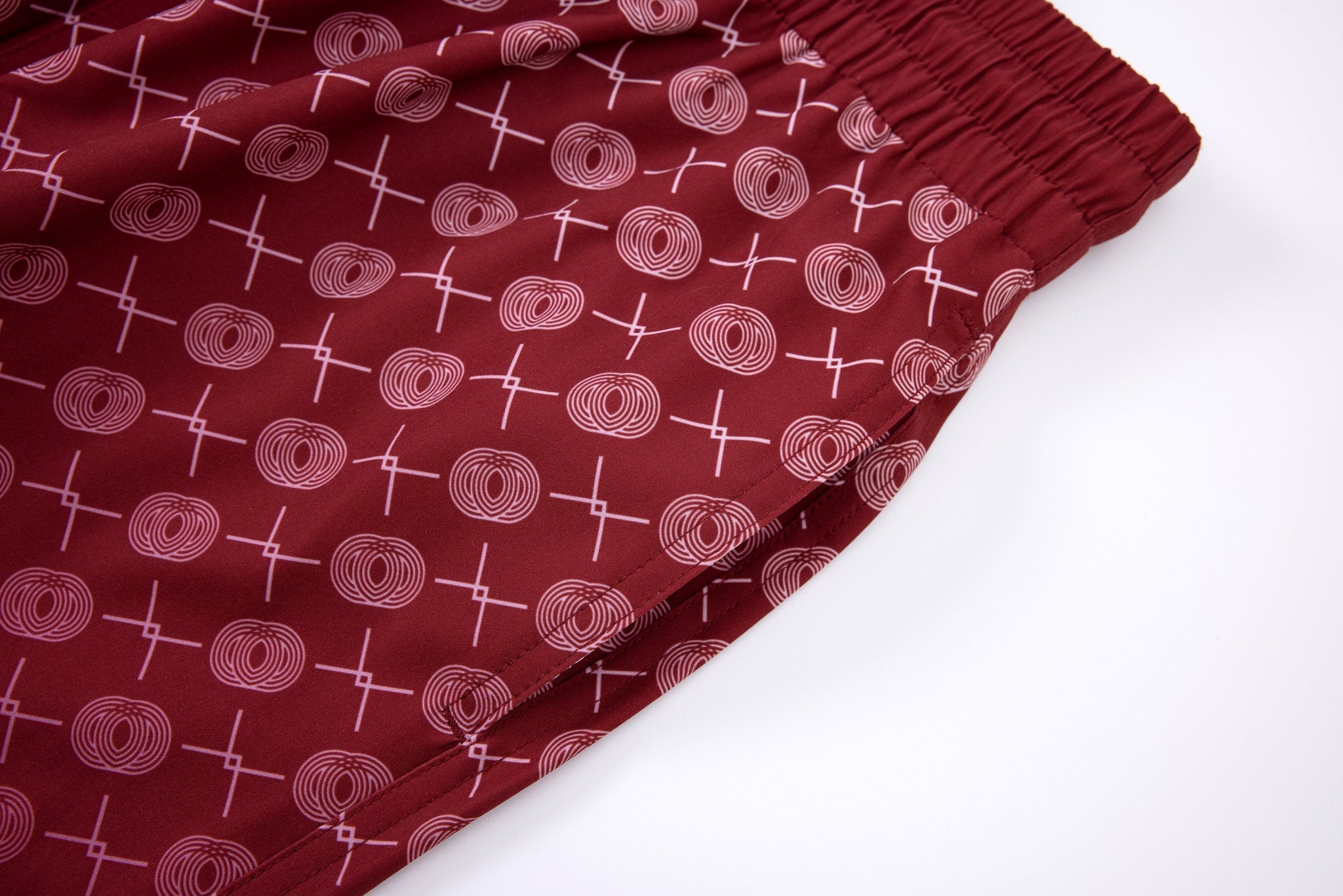 Signature Swim Shorts -Burgundy × Linen Long Sleeves-Pink — Combo Look