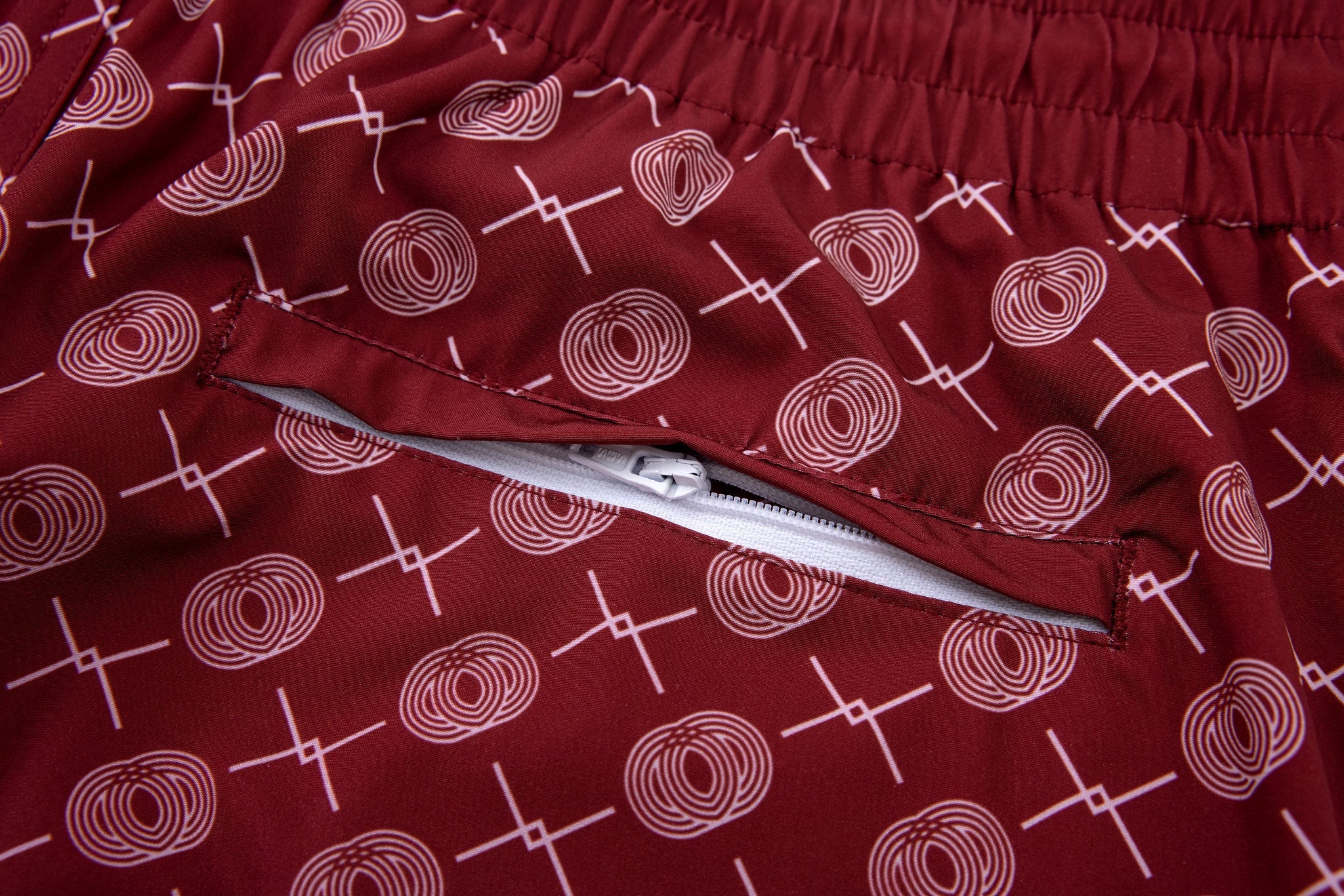 Signature Swim Shorts -Burgundy × Linen Long Sleeves-Pink — Combo Look