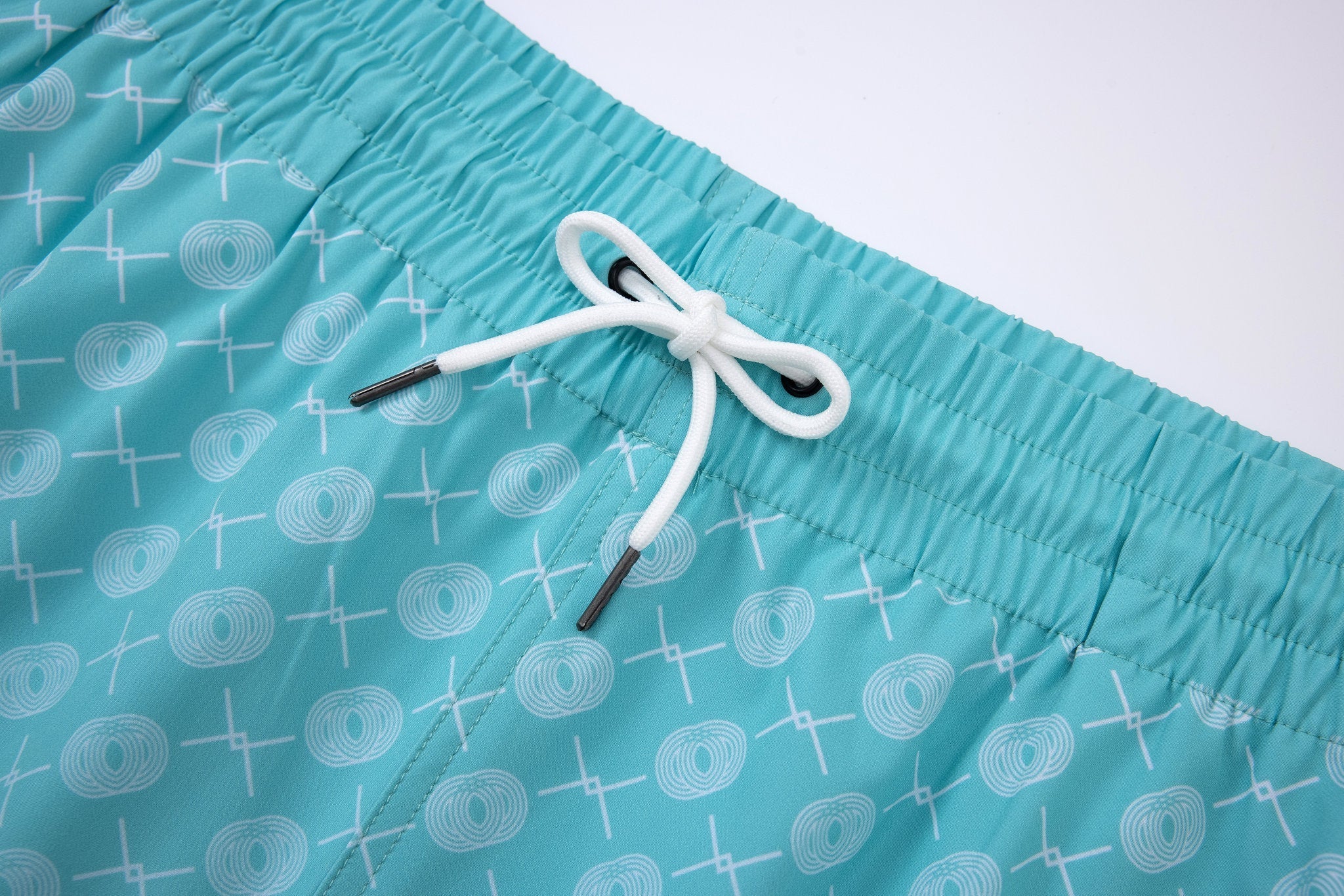 Signature Swim Shorts -Tiffany × Linen Short Sleeves-Ocean-Blue — Combo Look