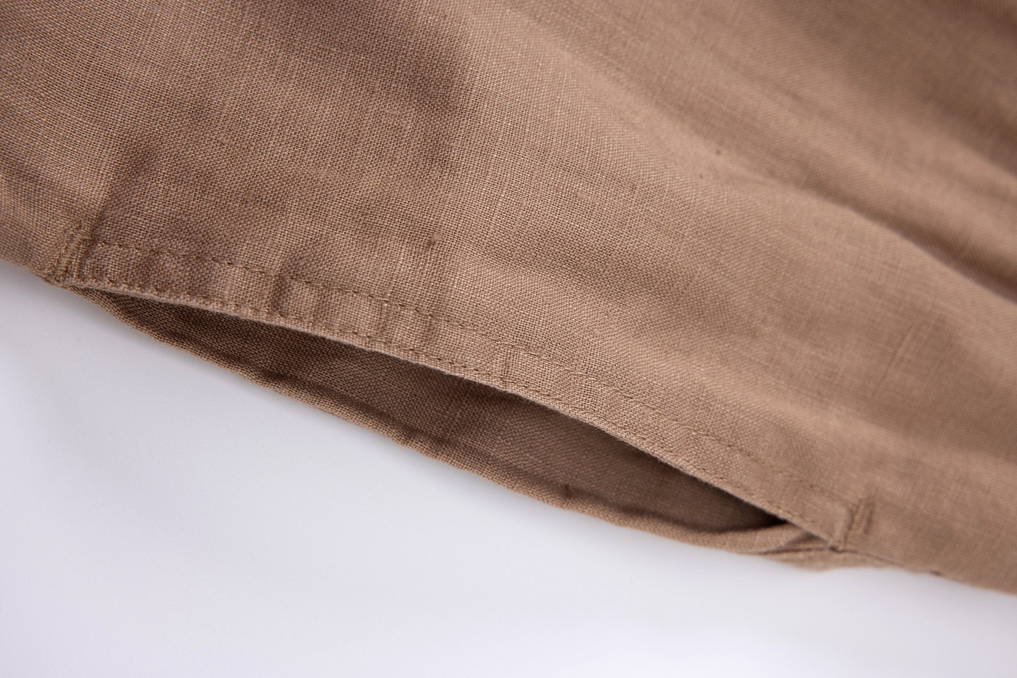 Linen Pants-Brown × Towel Polo-White — Combo Look