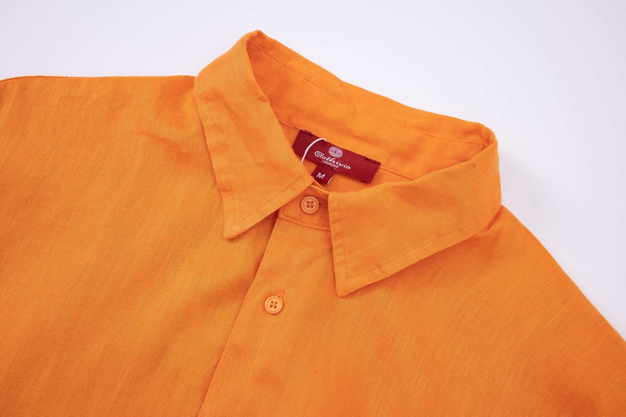 linen short sleeves -Orange × Linen Pants-Ivory — Combo Look