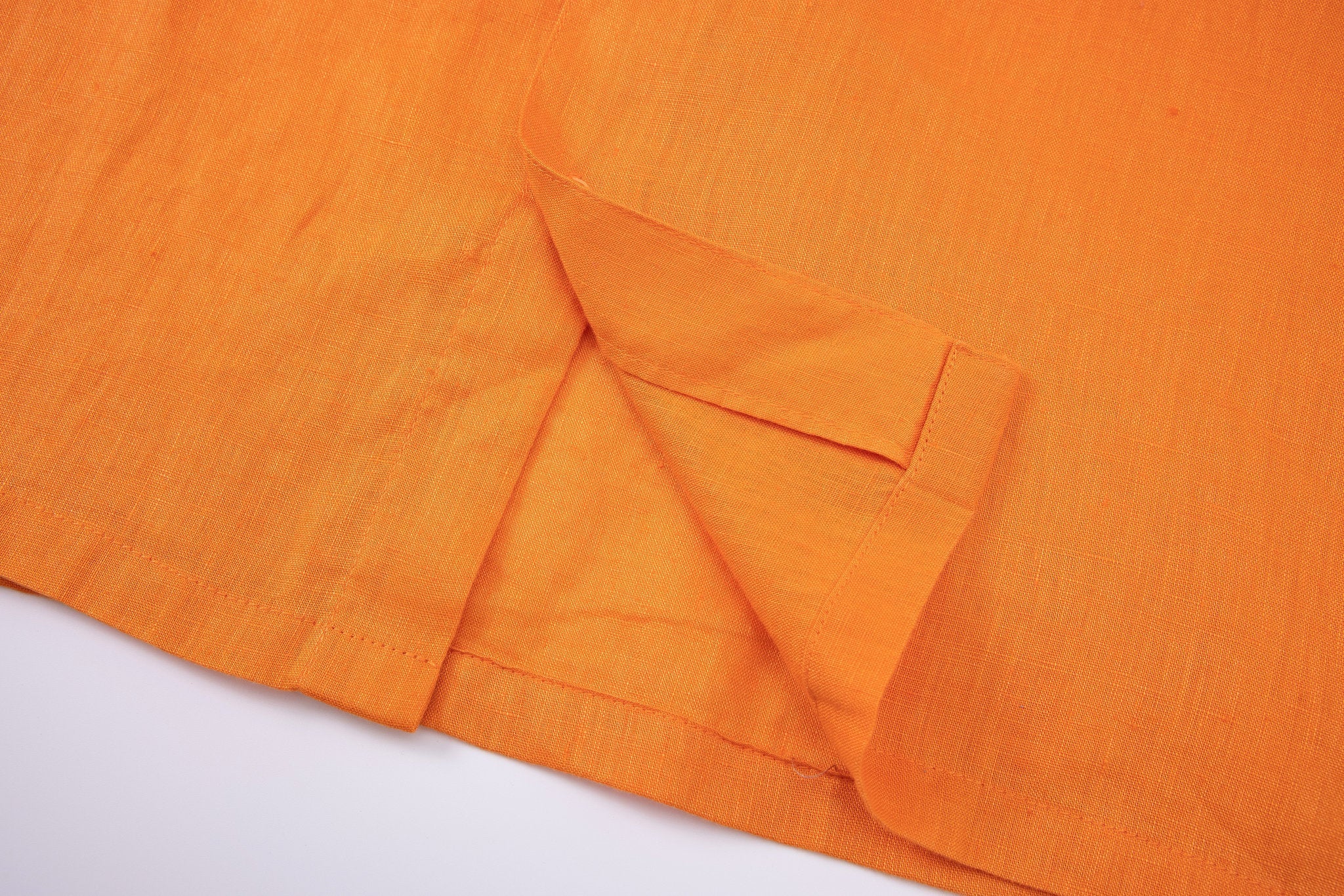 linen short sleeves -Orange × Linen Pants-Ivory — Combo Look