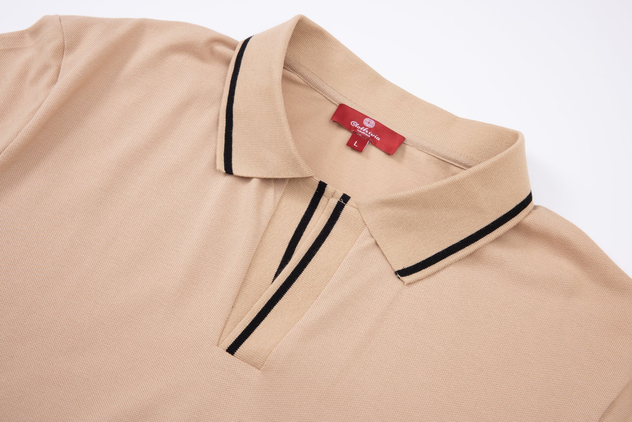 open collar -Tan × Chino Short-Light-Grey — Combo Look